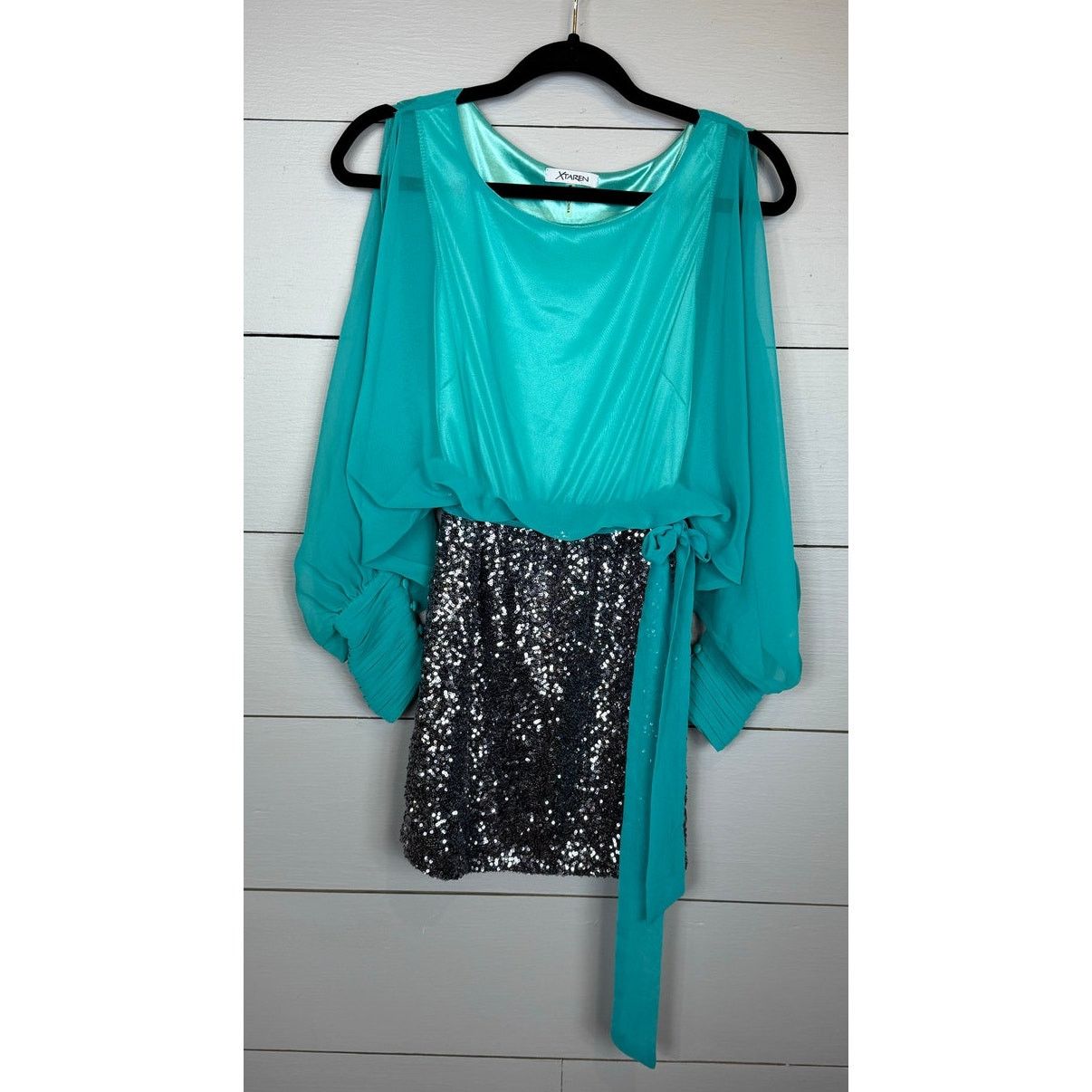 charlotte russe olive green dress Charlotte Russe Olive Green Floral Bell Sleeve Faux Wrap Mini Dress Size S