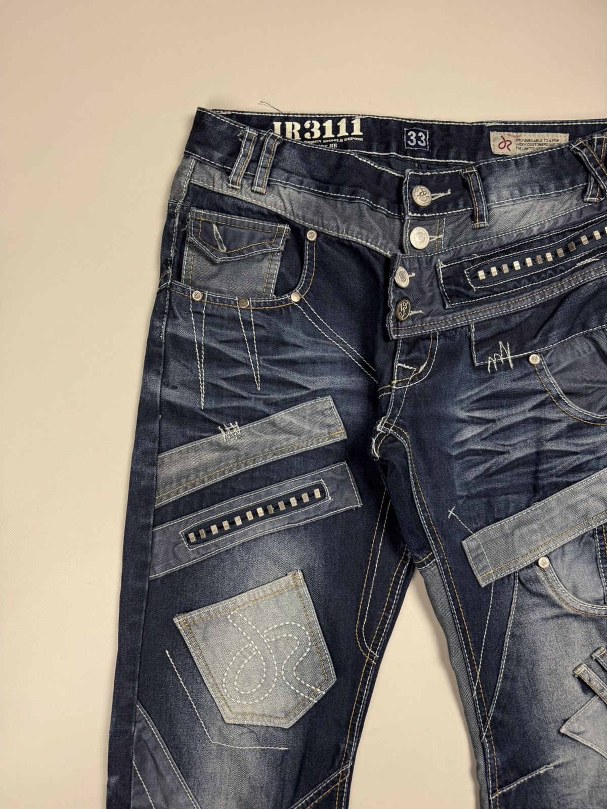 Japanese Brand J-Rag Men’s Japanese Style Multipocket Patchwork Jeans Size US 33 - 6 Thumbnail