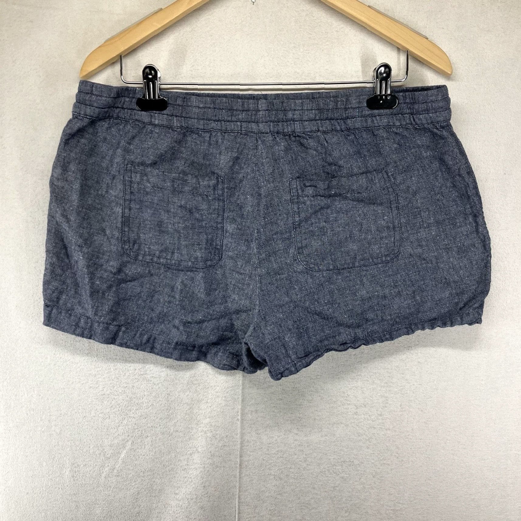 Vintage Soho NY&Co Women's Linen Cotton Blend Chino Shorts Medium Light Indigo Drawstring Casual Beach 3" Inseam Relaxed Fit Size 32" / US 10 / IT 46 - 2 Thumbnail