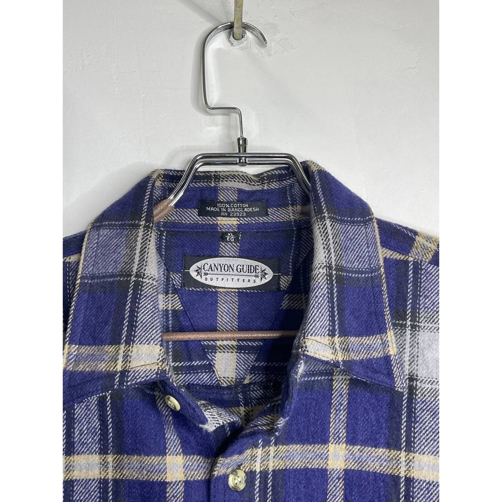 Flannel Vintage Canyon Guide Flannel Shirt Blue Gray Plaid Cotton XL Size US XL / EU 56 / 4 - 6 Thumbnail