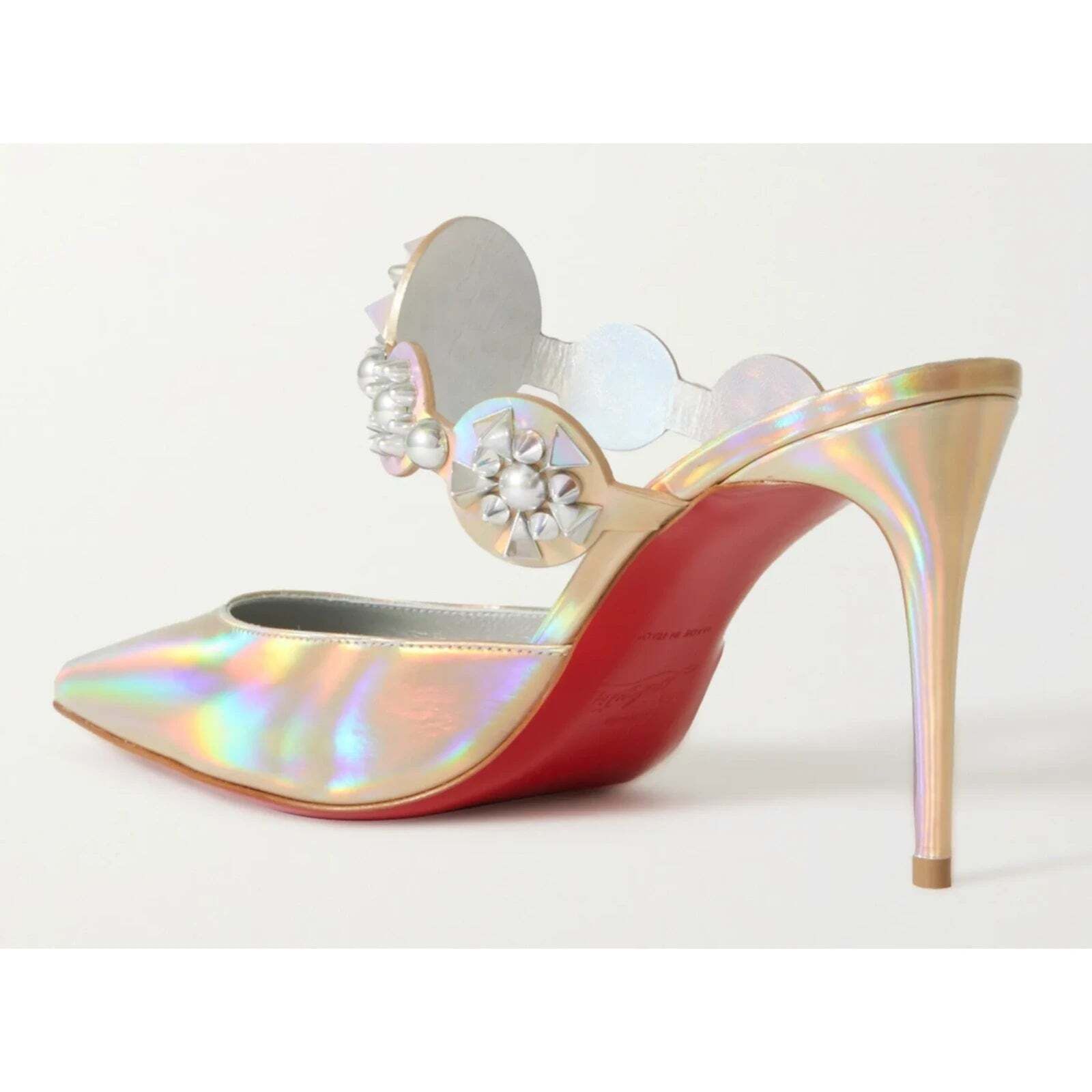 Christian Louboutin Miss Goldora 85 Gold AB Backless Sandal Mule Heel Pump 36 Size US 6 / IT 36 - 8 Thumbnail