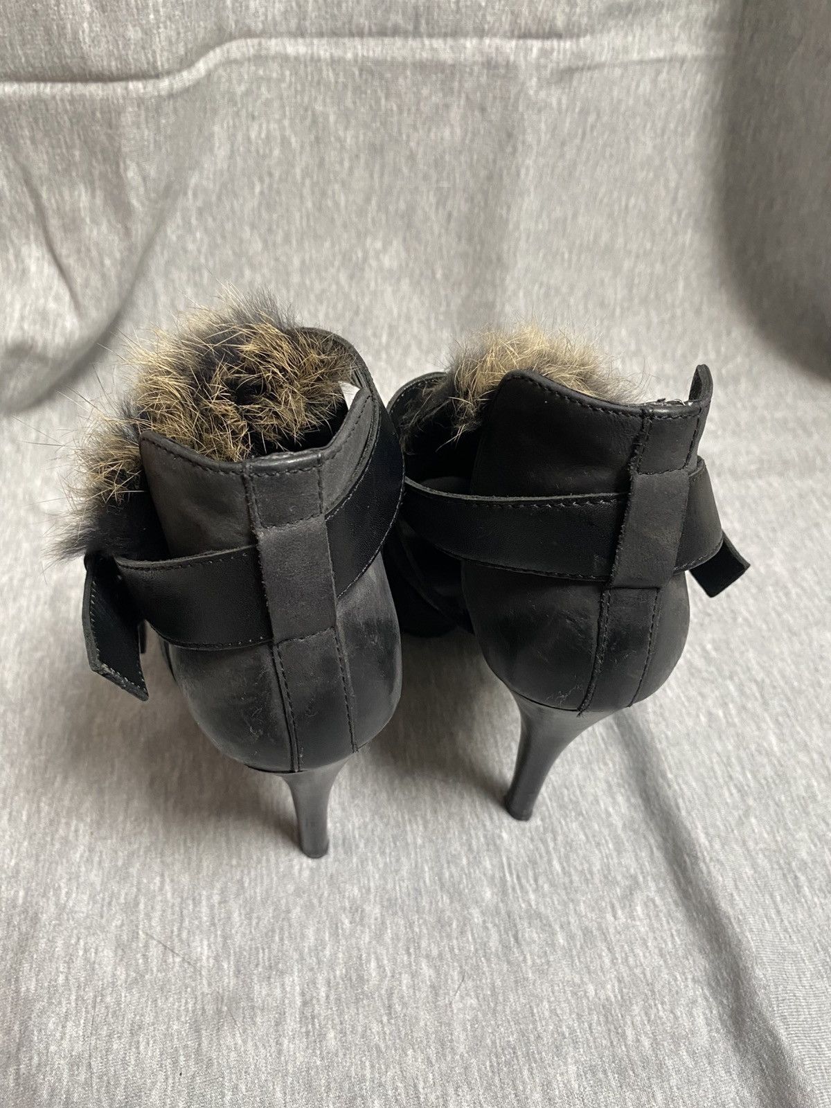 ASH Leather and rabbit fur heels with straps and metal buckles Size US 8 / IT 38 - 7 Thumbnail