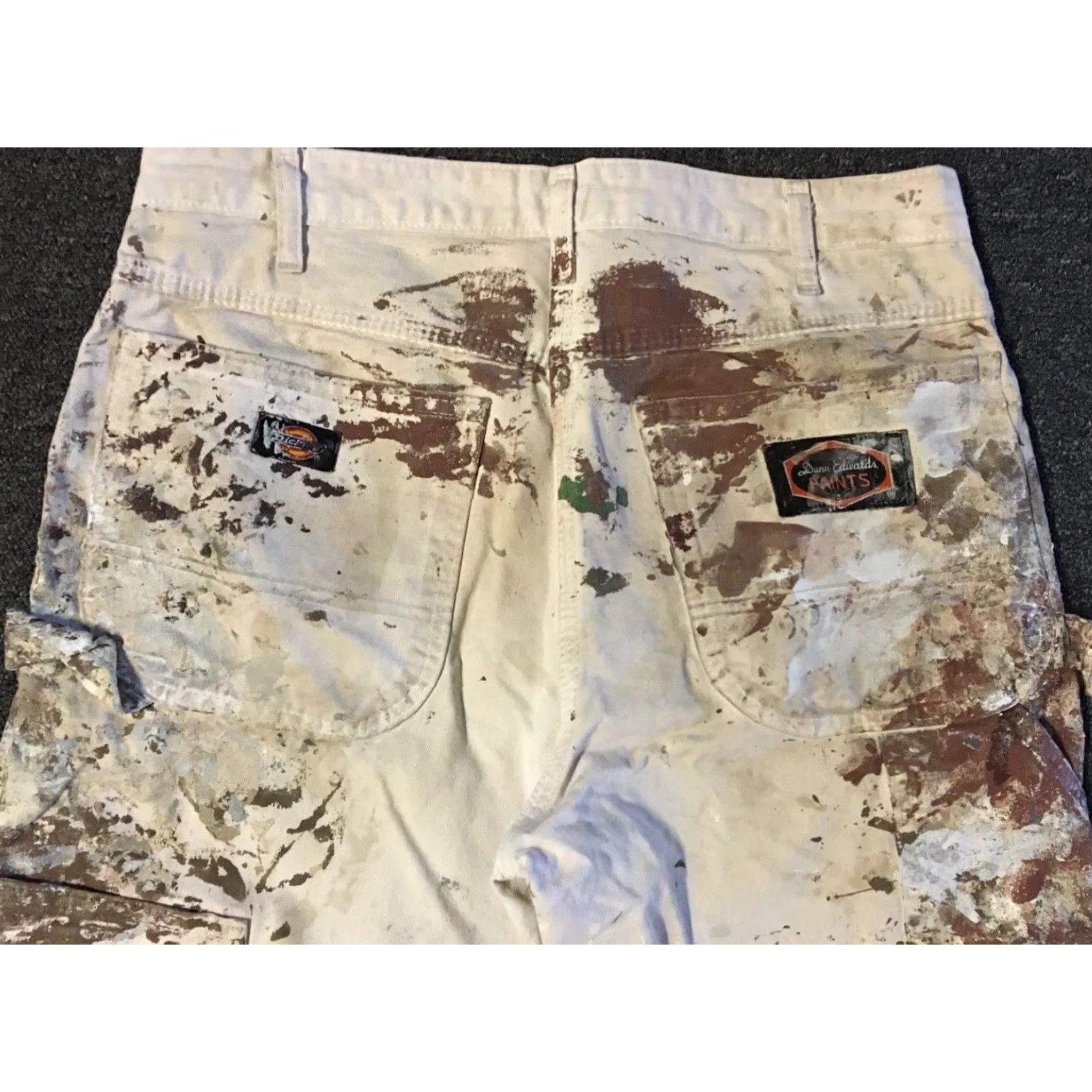 Dickies VINTAGE Dickies Thrashed Faded Distressed Paint Splatter Pants 32 Beige 90s Grunge Punk Skate Biker Carpent er Mens Pants Size US 38 / EU 54 - 5 Thumbnail