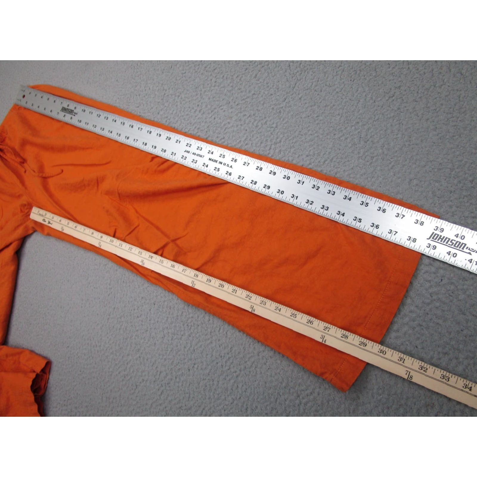 Vintage Linen Pants Womens M Orange Rayon Wide Leg Beach Coastal Resort Clean Girl Size 32" / US 10 / IT 46 - 3 Thumbnail