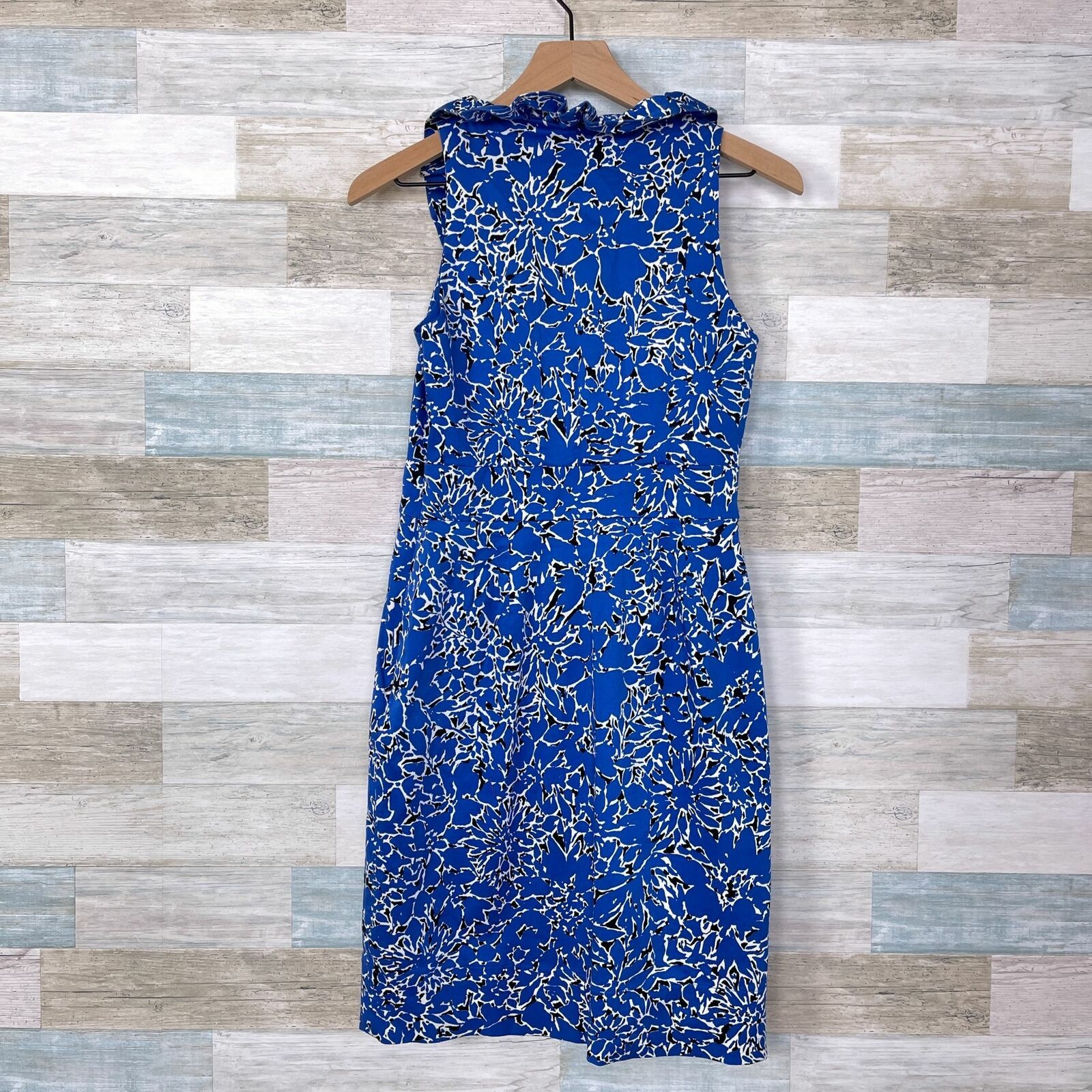 Other Taylor Nordstrom Ruffle Collar Sheath Dress Blue Floral 6 Size M / US 6-8 / IT 42-44 - 3 Thumbnail