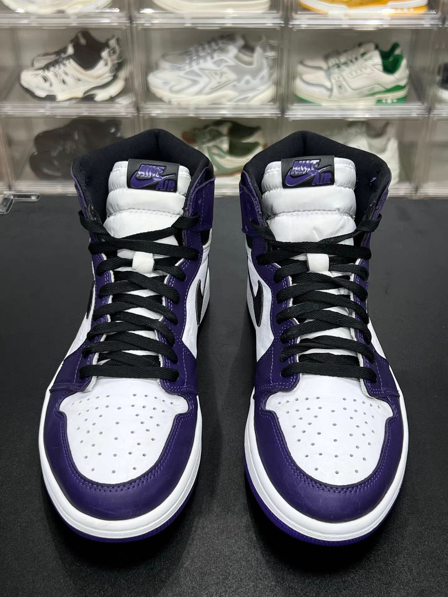 Jordan Brand Air Jordan 1 High White Purple Toe Basketball Shoes K15 Size US 11.5 / EU 44-45 - 2 Thumbnail