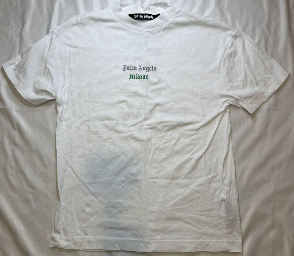 Palm Angels Milano Italy Green Logo S/S T-Shirt Size Medium