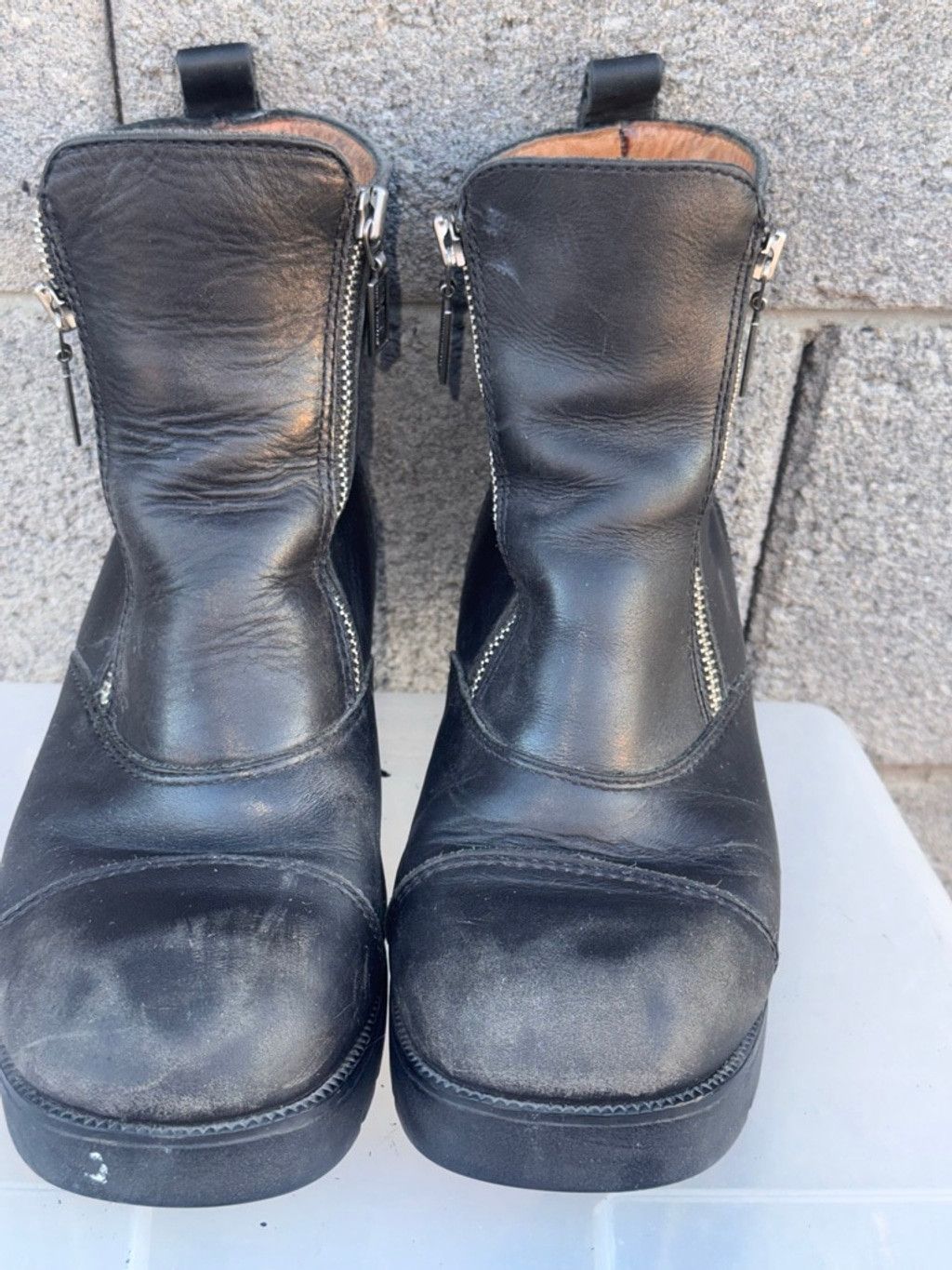 Harley Davidson Harley-Davidson Leather Chunky Double Zip Ankle Boots Size 9 Size US 9 / IT 39 - 1 Thumbnail