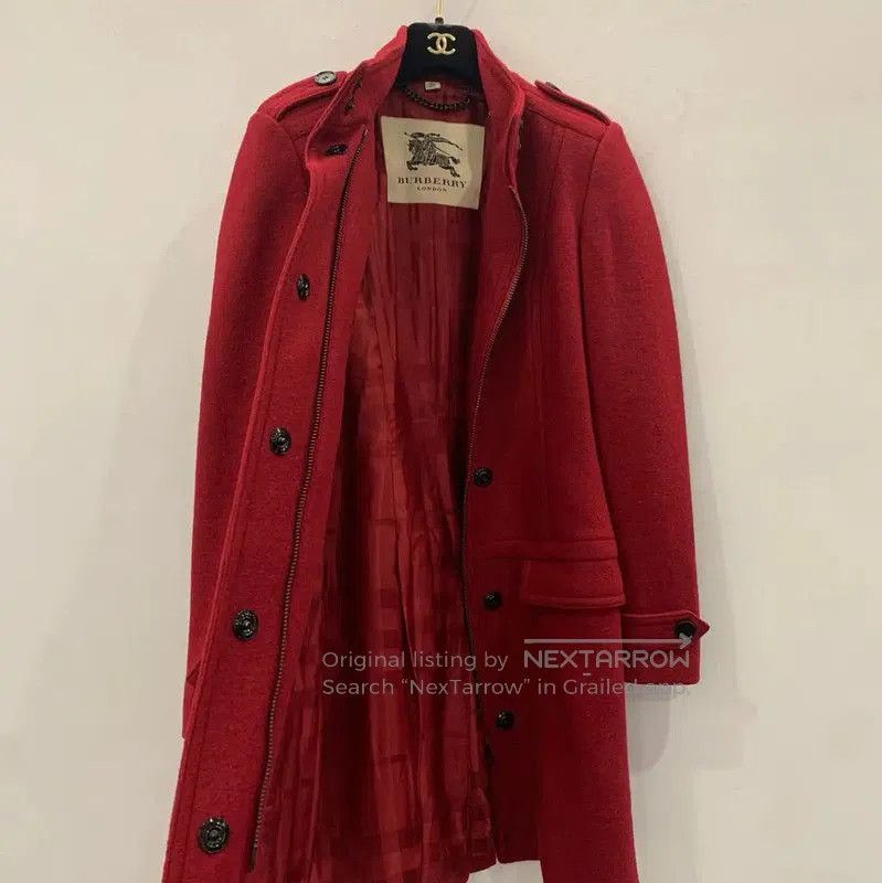 Burberry Burberry Red Wool Women's Coat XS. Size XS / US 0-2 / IT 36-38 - 3 Thumbnail