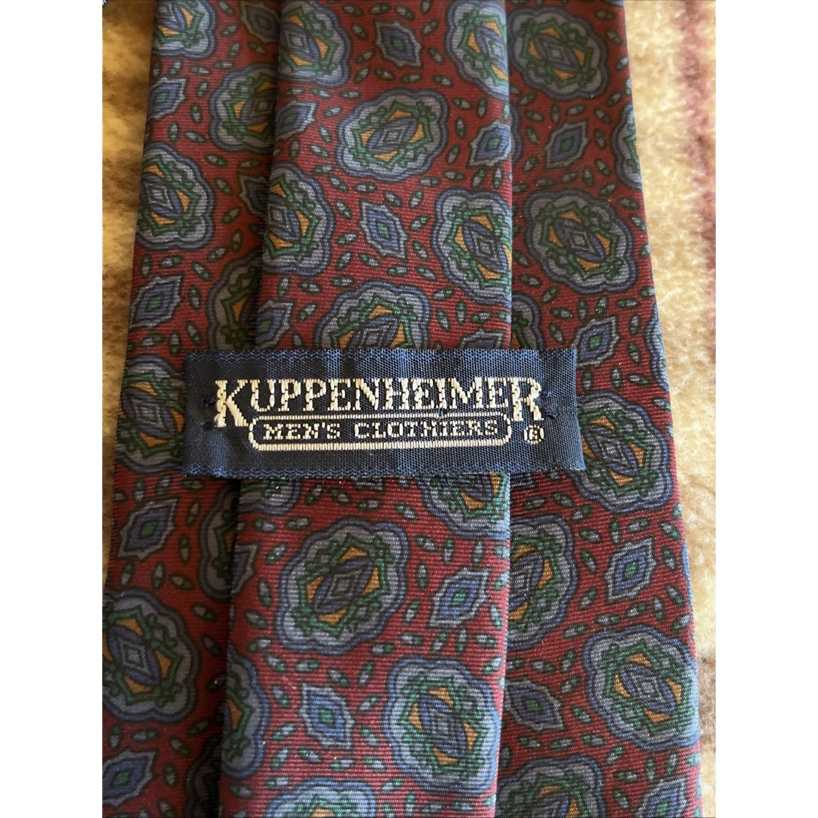 Other KUPPENHEIMER Men's 100% Silk Necktie Italy Red Blue Rare Size ONE SIZE - 3 Thumbnail