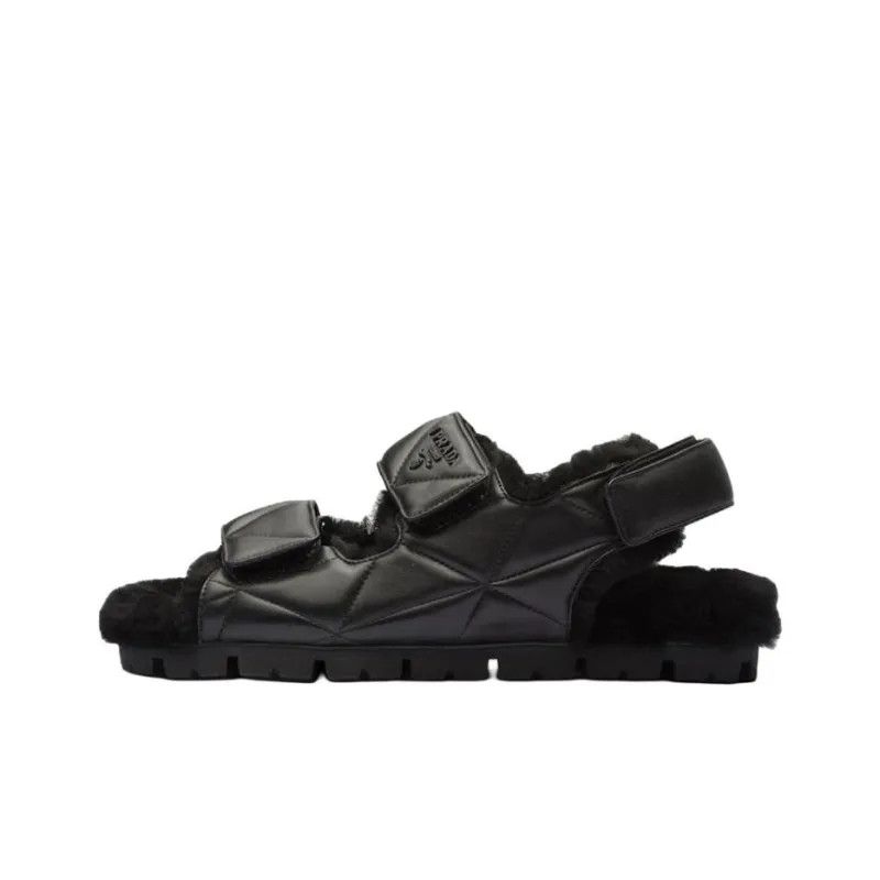 Prada o1w1db11124 Nappa Leather Sandals in Black Size US 9 / IT 39 - 2 Thumbnail
