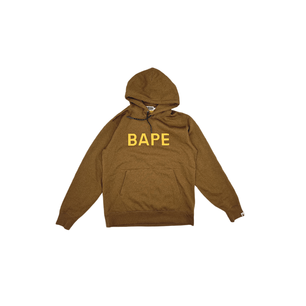 BAPE Unisex Brown Color-Block Logo Hoodie
