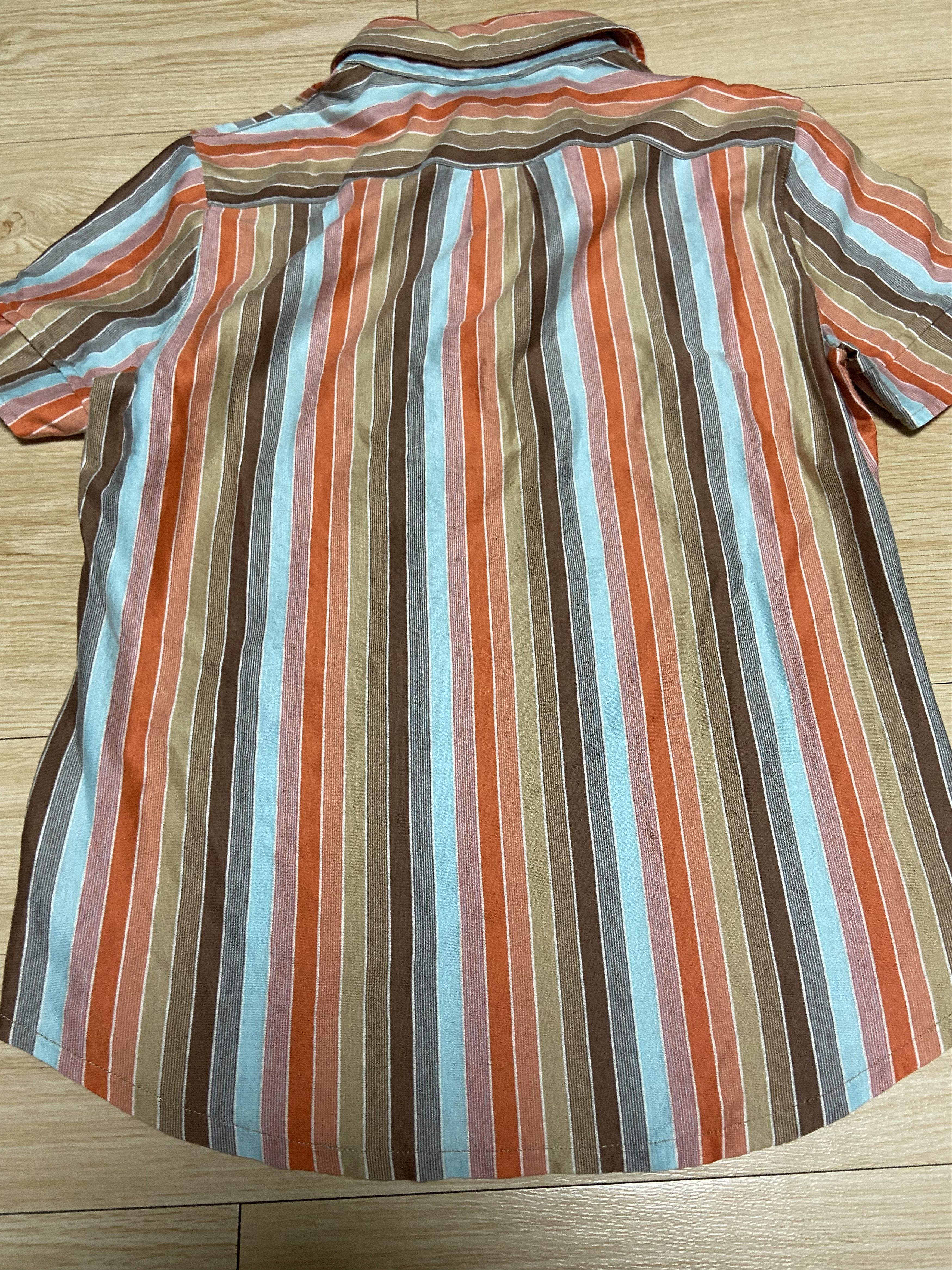 Vintage M armhole dart orange stripe button short sleeve polo shirt Size M / US 6-8 / IT 42-44 - 7 Thumbnail