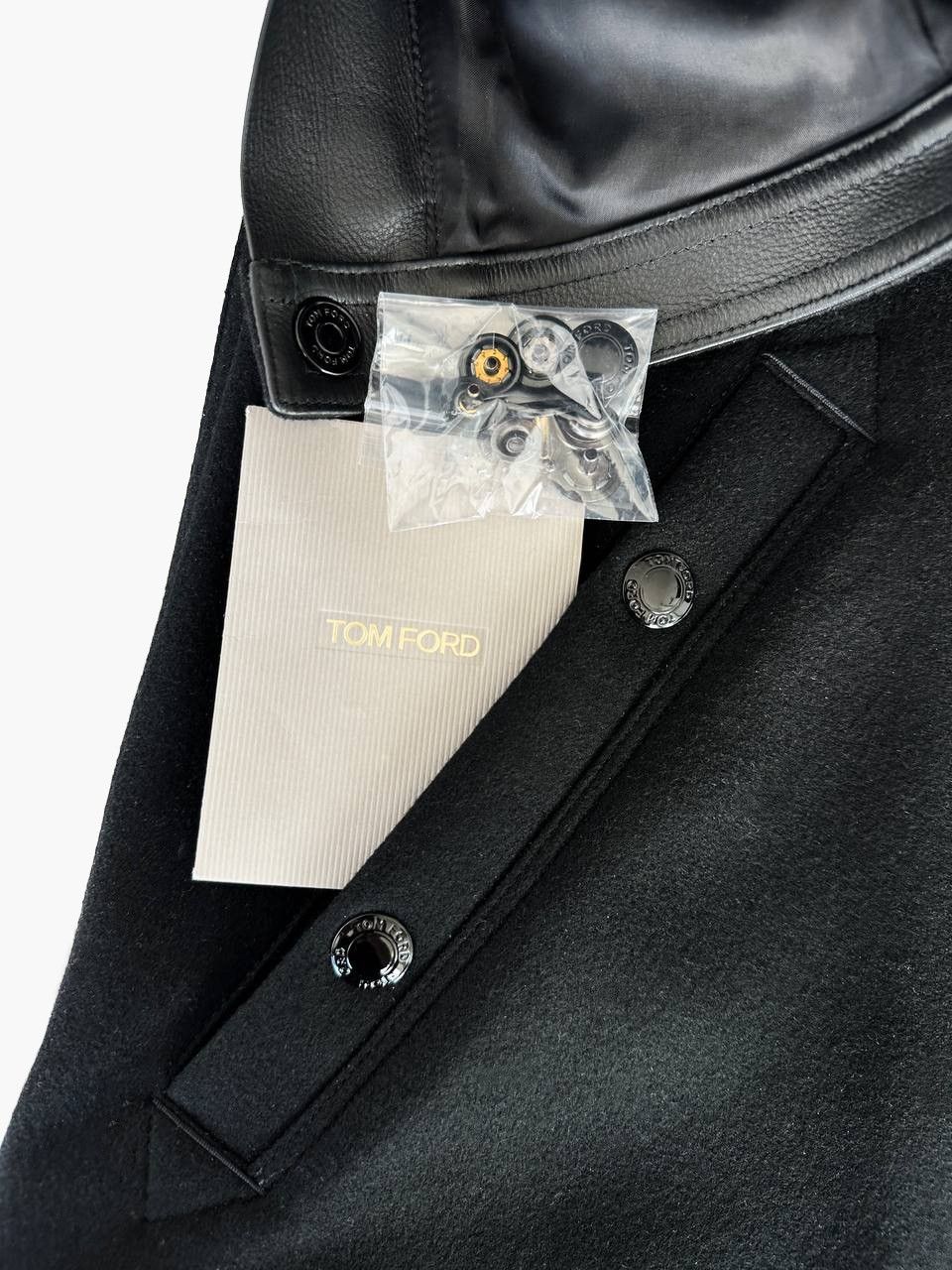 Tom Ford Tom Ford Men's Wool/Calf Leather Trim Jacket Size US L / EU 52-54 / 3 - 3 Thumbnail