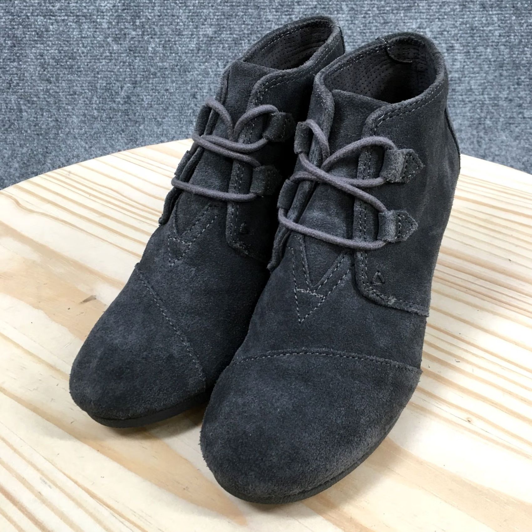 Toms TOMS Boot Womens 8 Kala Desert Gray Lace Up Ankle Wedge Casual Size M / US 6-8 / IT 42-44 - 3 Thumbnail