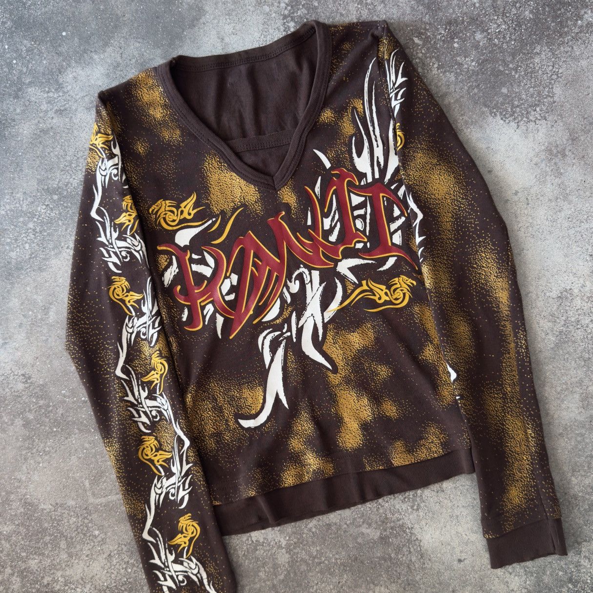 Opium Y2K Tribal Logo Vintage Japanese Style Long Sleeve Top