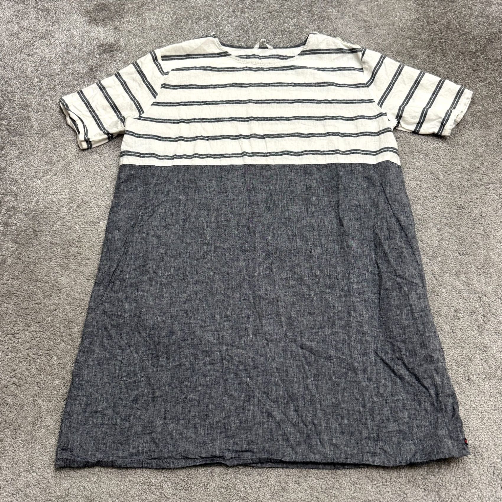 Vintage Batela Sea Style Striped Linen Cotton Shift Dress Womens XL Blue White Pockets Size XL / US 12-14 / IT 48-50 - 2 Thumbnail