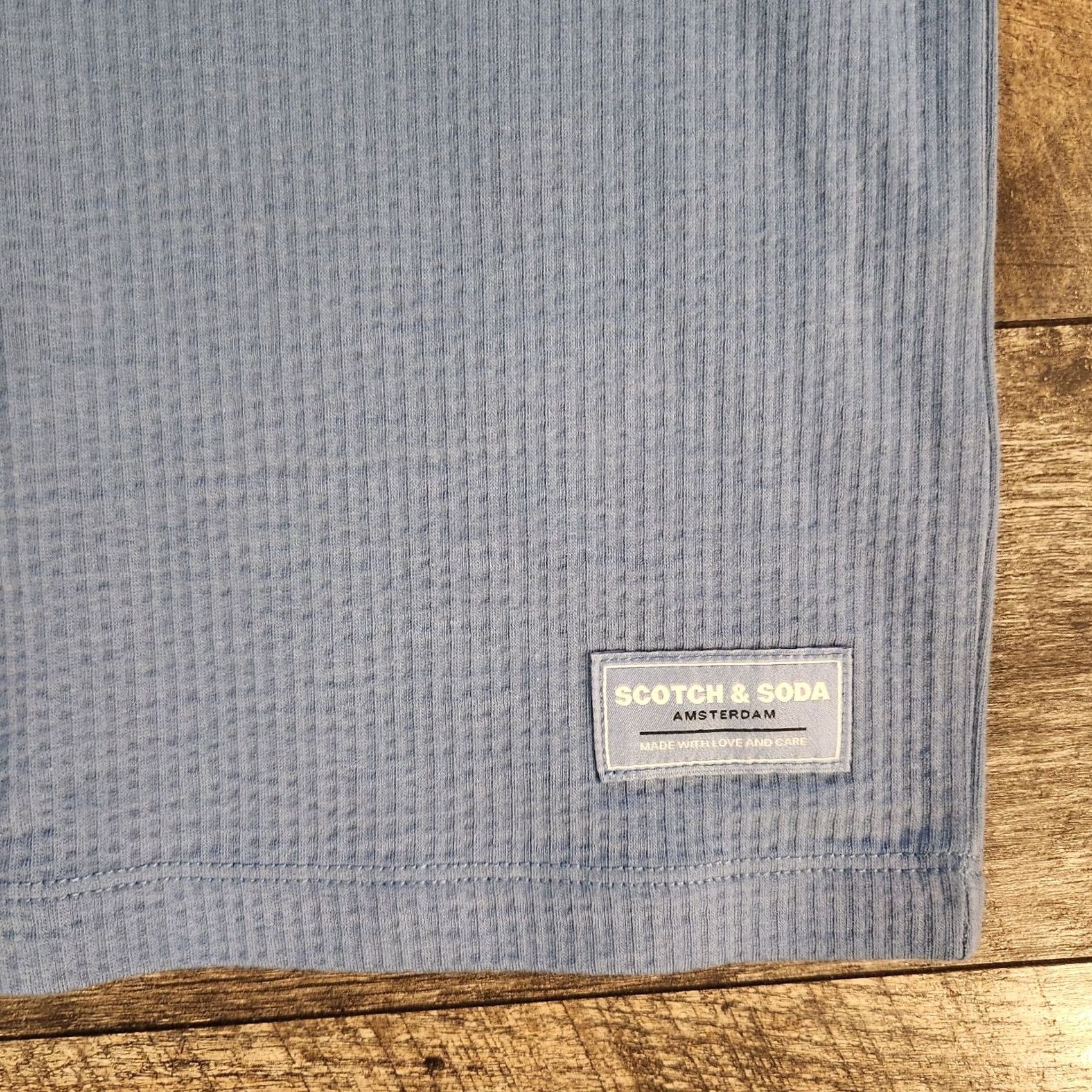 Scotch & Soda Scotch & Soda T Shirt Tee Mens L Blue Textured Knit Crew Neck Short Sleeve Size US L / EU 52-54 / 3 - 2 Thumbnail