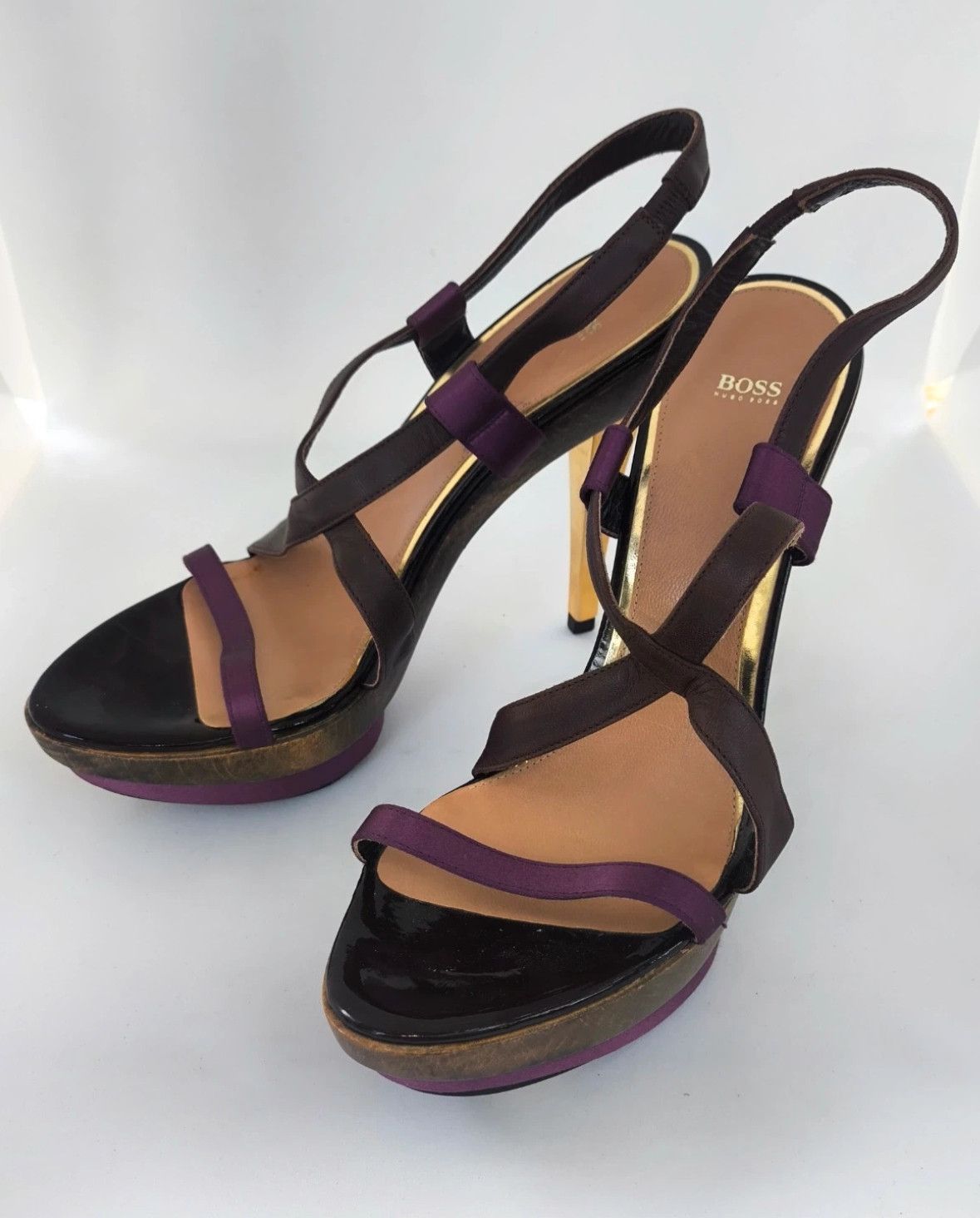 Hugo Boss BOSS Heeled Sandals Platform Leather EU 39 Size US 9 / IT 39 - 3 Thumbnail
