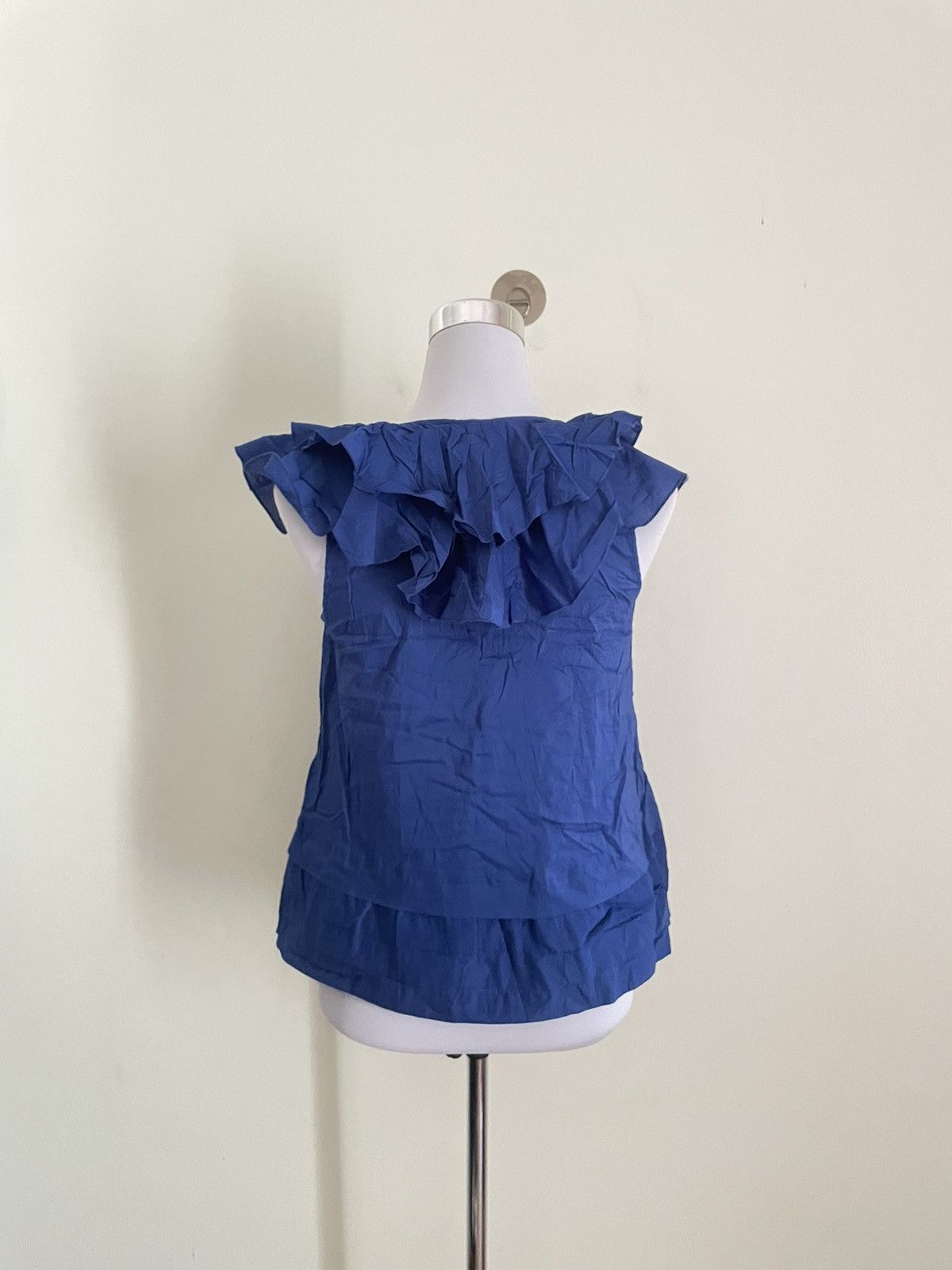 See by Chloe See by Chloe Blue Ruffle Neck Blouse Size XS / US 0-2 / IT 36-38 - 2 Thumbnail