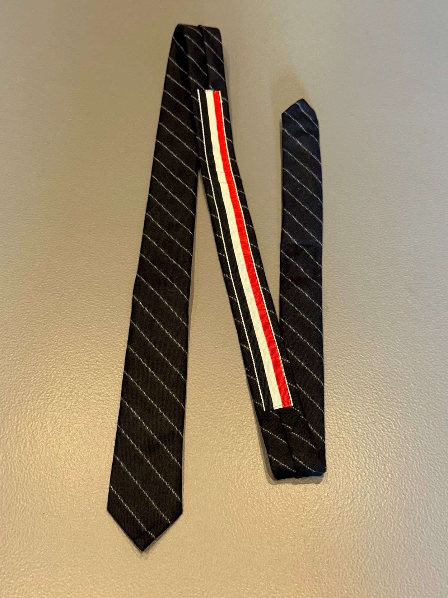 Thom Browne Thom Browne Rare Black Striped Wool Tie Size ONE SIZE - 2 Thumbnail