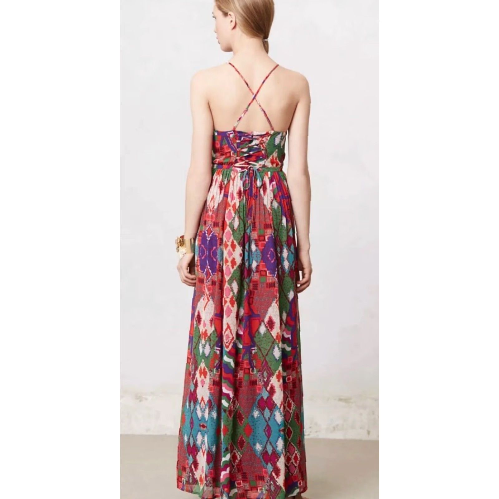 Anthropologie Anthropologie Maeve Tarana Maxi Dress Sz 8 Multi Color Mixed Print Boho Size M / US 6-8 / IT 42-44 - 2 Thumbnail