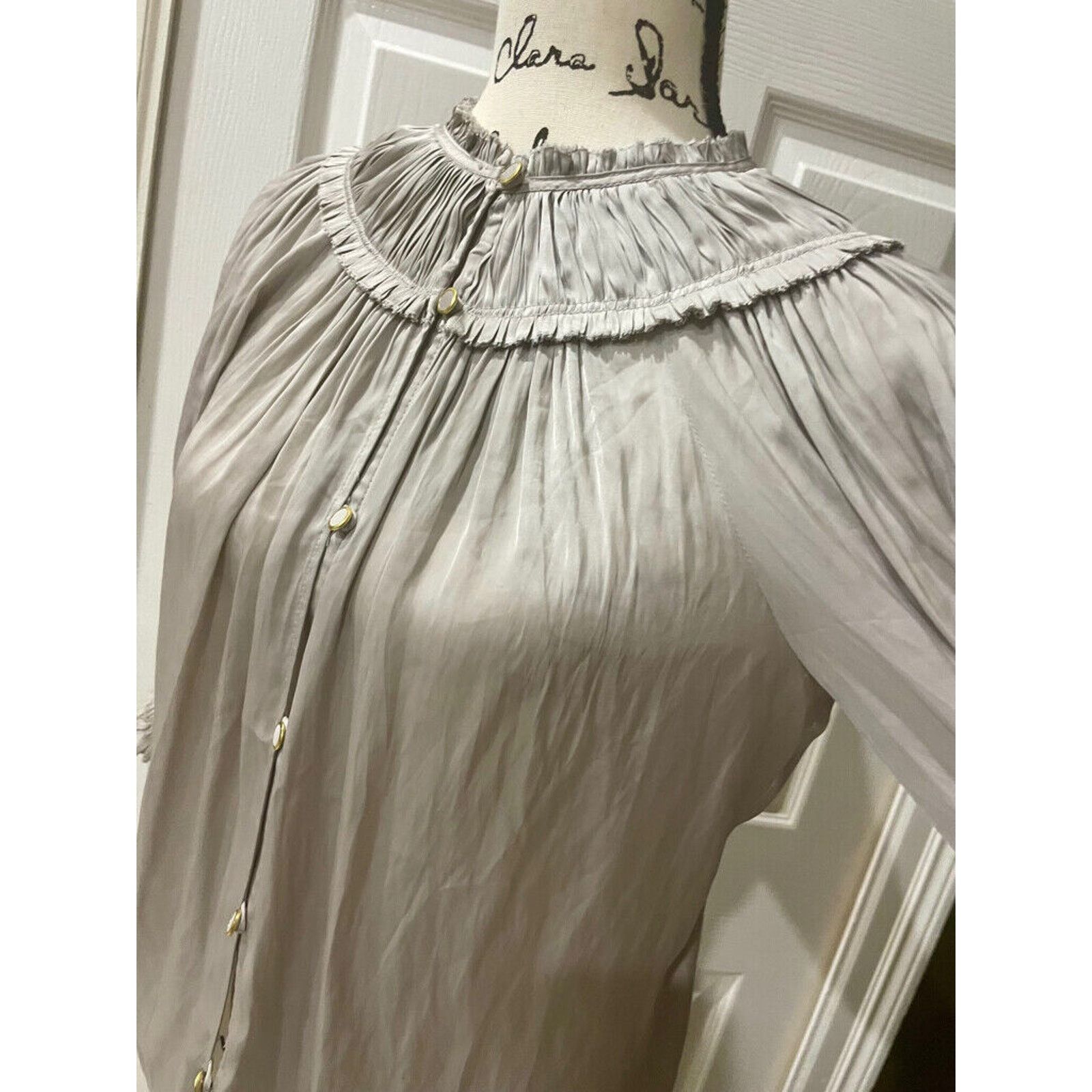 Ramy Brook RAMY BROOK VERSATILE PUFF SLEEVES BLOUSE CRISTAL GREY SZ XS Size XS / US 0-2 / IT 36-38 - 13 Thumbnail