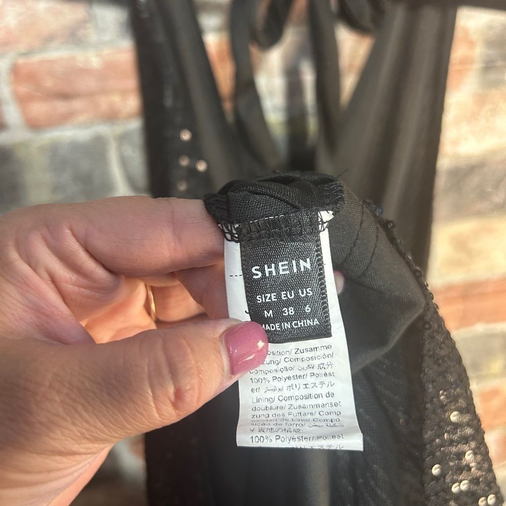 Shein SHEIN Black Sequined Halter Dress Medium Size M / US 6-8 / IT 42-44 - 3 Thumbnail