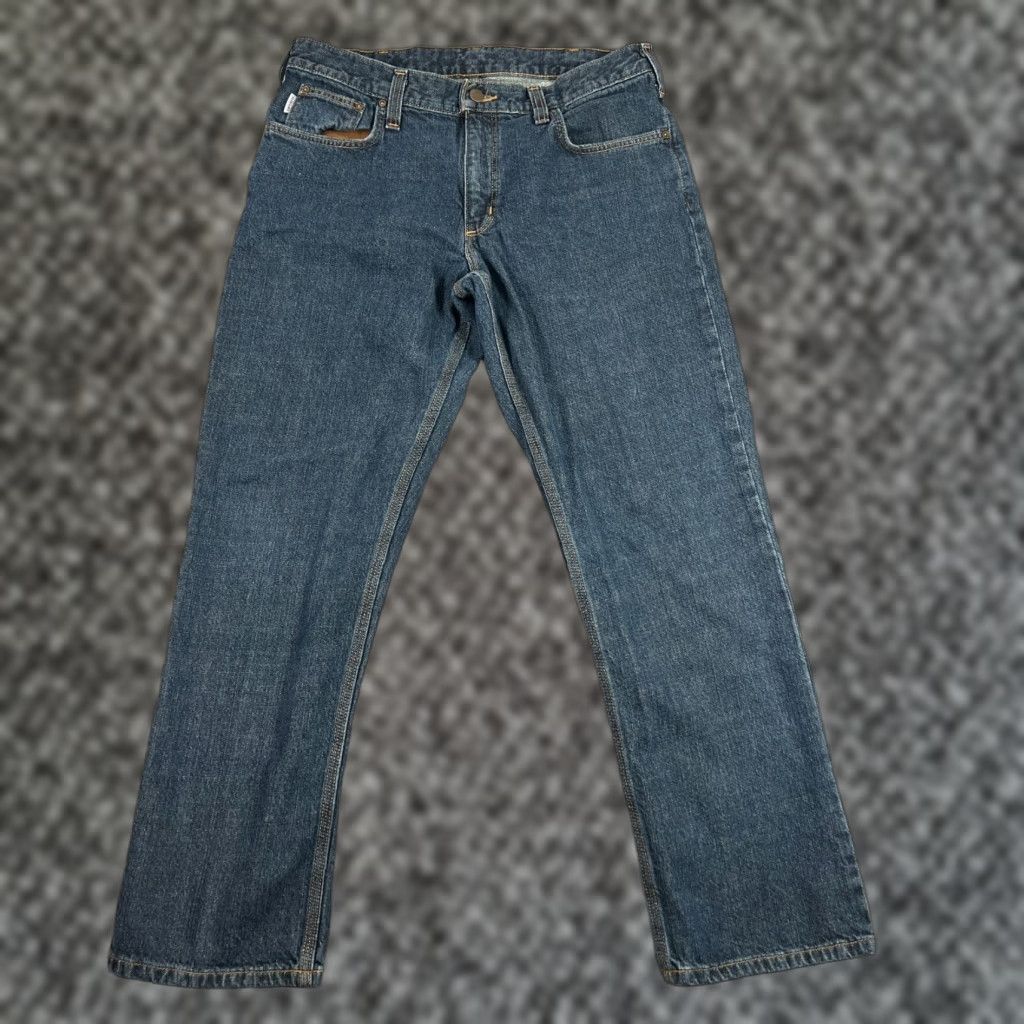Carhartt VINTAGE Carhartt Mens Jeans 34x32 Relaxed Fit Dark Blue Cotton Denim Workwear Size US 34 / EU 50 - 1 Thumbnail