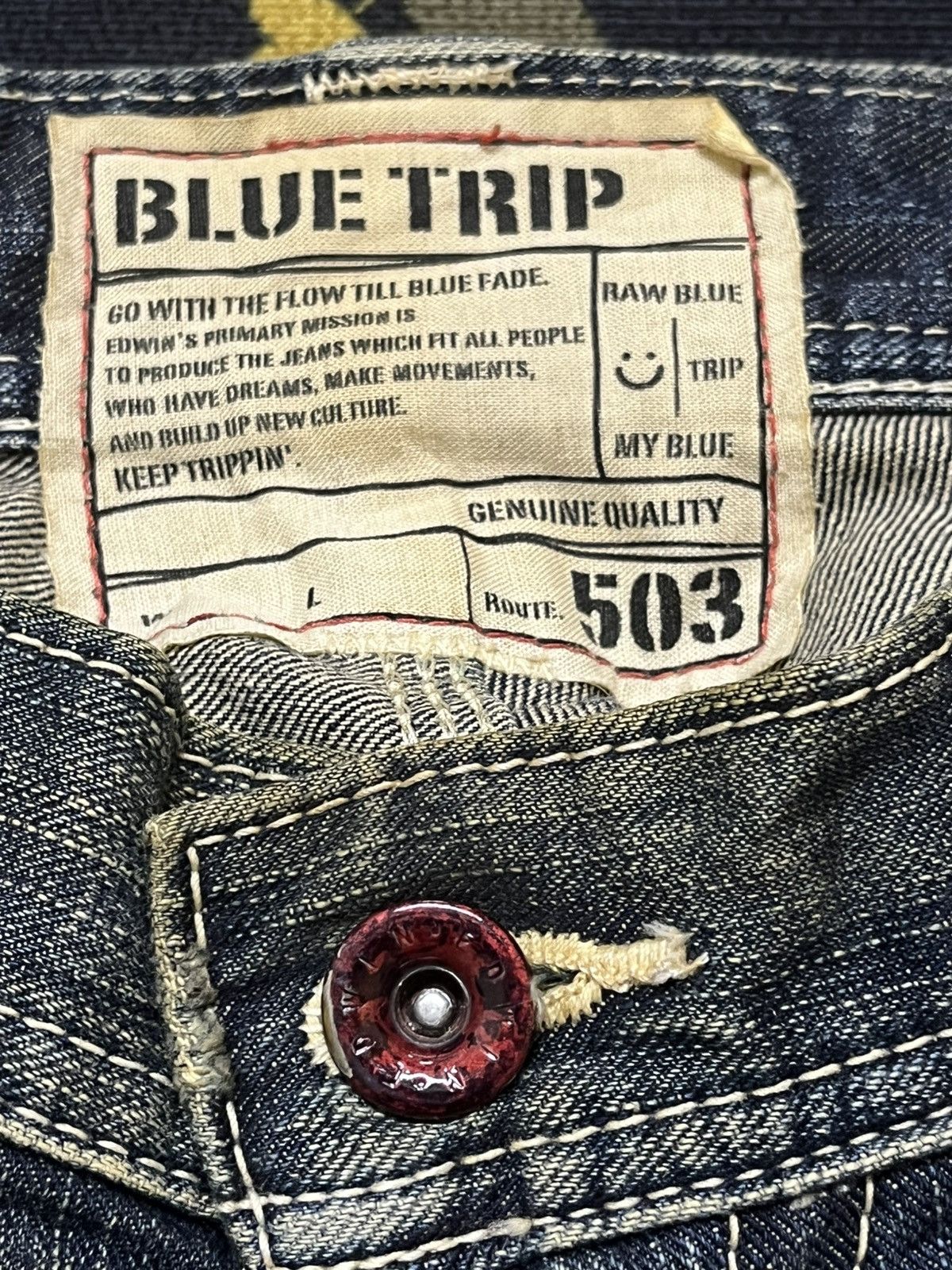 Edwin Vintage Edwin 503 Blue Trip Mudwash Short Denim Size US 30 / EU 46 - 9 Thumbnail