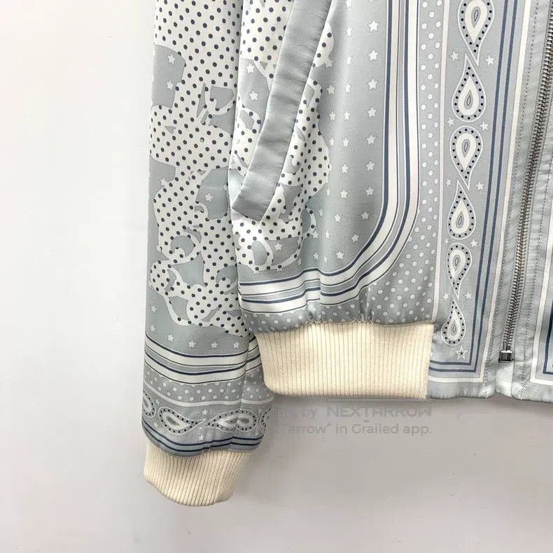 Hermes Hermes Light Blue Silk Printed Collar Zipper Long Sleeve J Size XS / US 0-2 / IT 36-38 - 4 Thumbnail