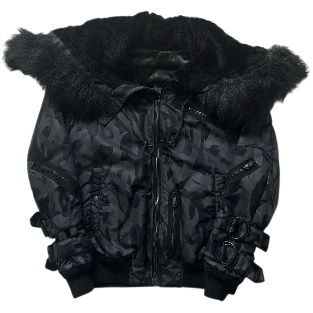 image of Number N Ine Number Nine Heart Tribal Bontage N2B Bomber Jacket Stk Size3 in Black (Size Large)