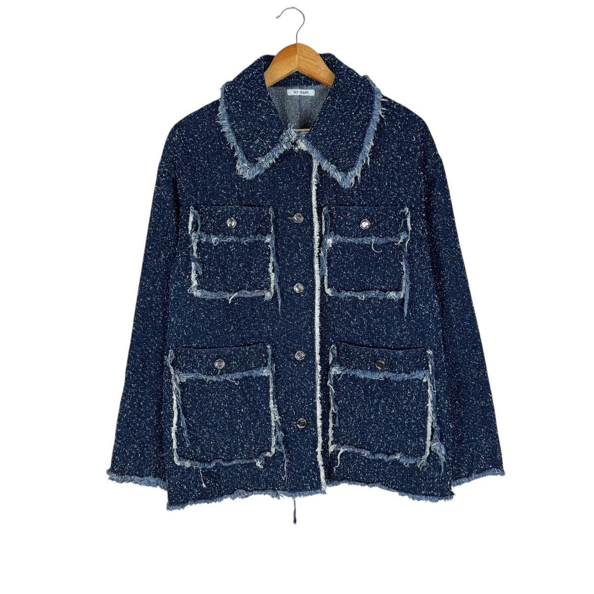 SLY ☀️SLY JEANS STYLE DISTRESS TWEED JACKET LIKE CHANEL Size L / US 10 / IT 46 - 1 Thumbnail