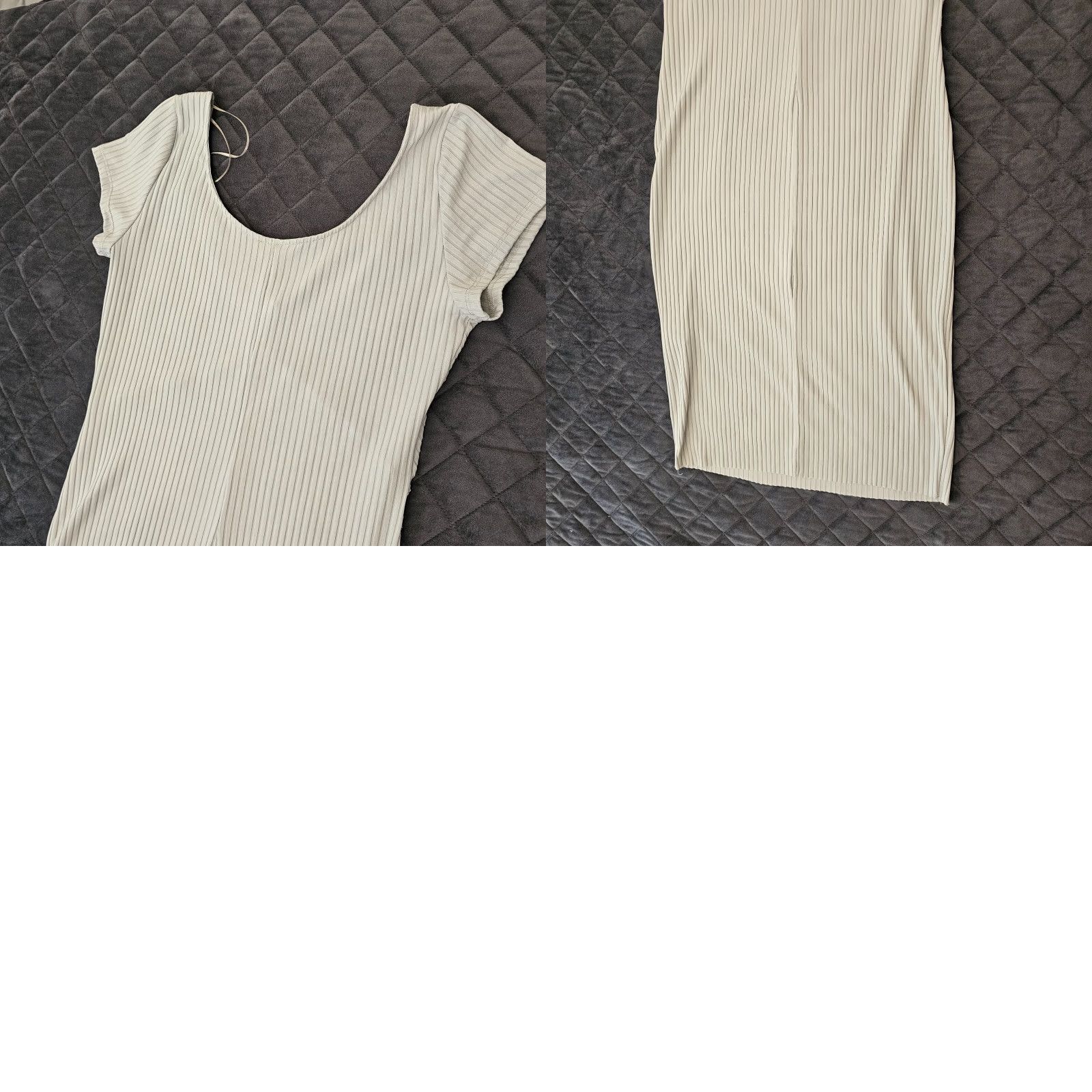 Zara Zara Dress Women L Light Gray Ribbed Short Sleeve Draped COLLECTION Dress Long Slit Draped Knot Ruched Modern Classic Size 36" / US 14 / IT 50 - 9 Thumbnail