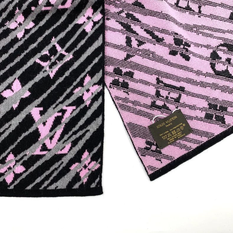 Louis Vuitton Louis Vuitton Color-block logo older-print wool shawl scar Size ONE SIZE - 5 Thumbnail