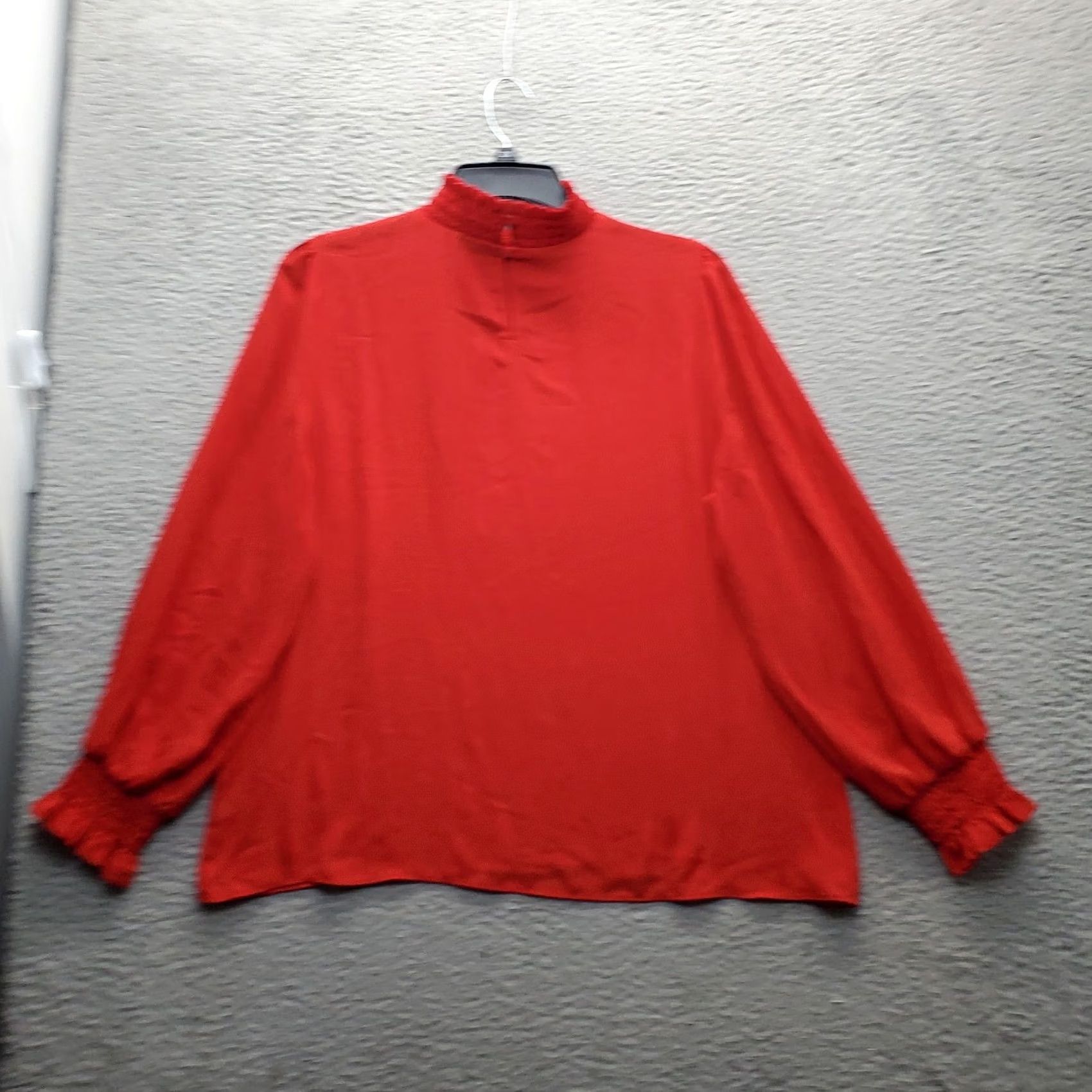 Worthington Worthington Blouse Womens Size XL Red Long Sleeve High Neck Back Zip shirt Size XL / US 12-14 / IT 48-50 - 2 Thumbnail