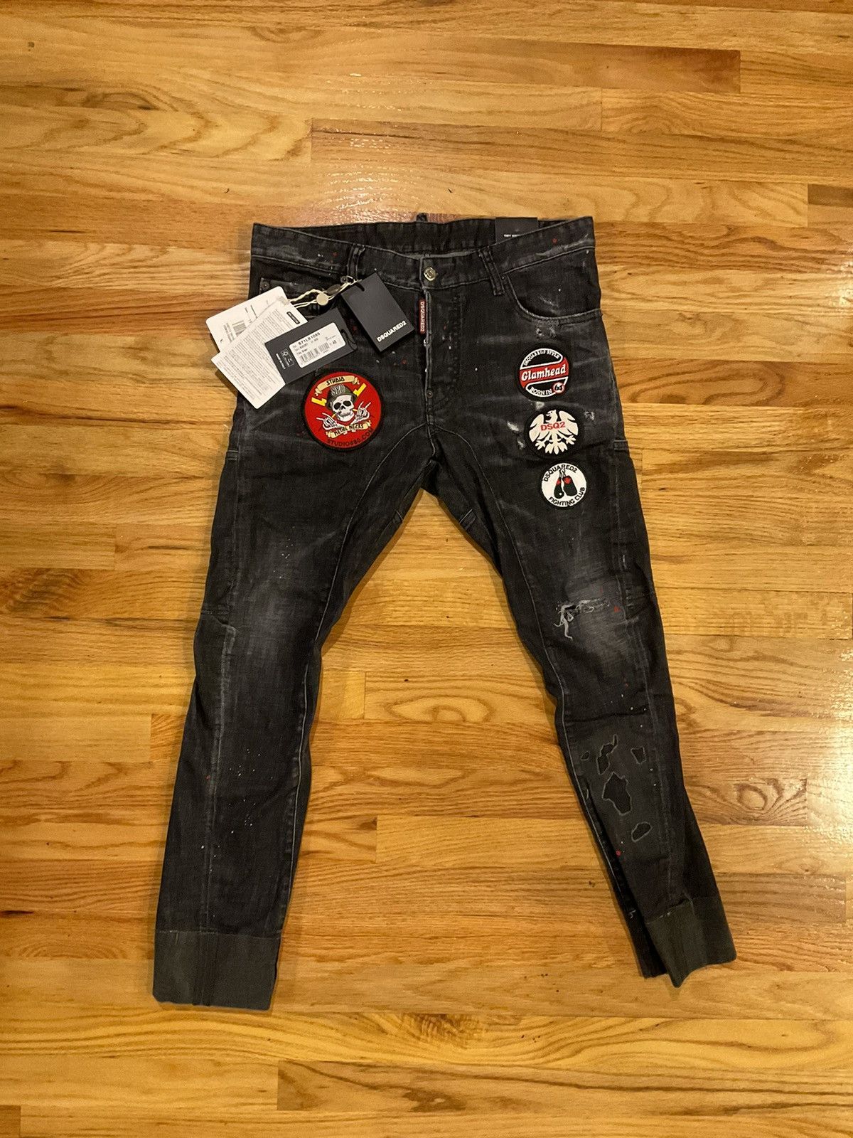 image of Dsquared2 Tidy Biker Jeans in Black, Men's (Size 32)
