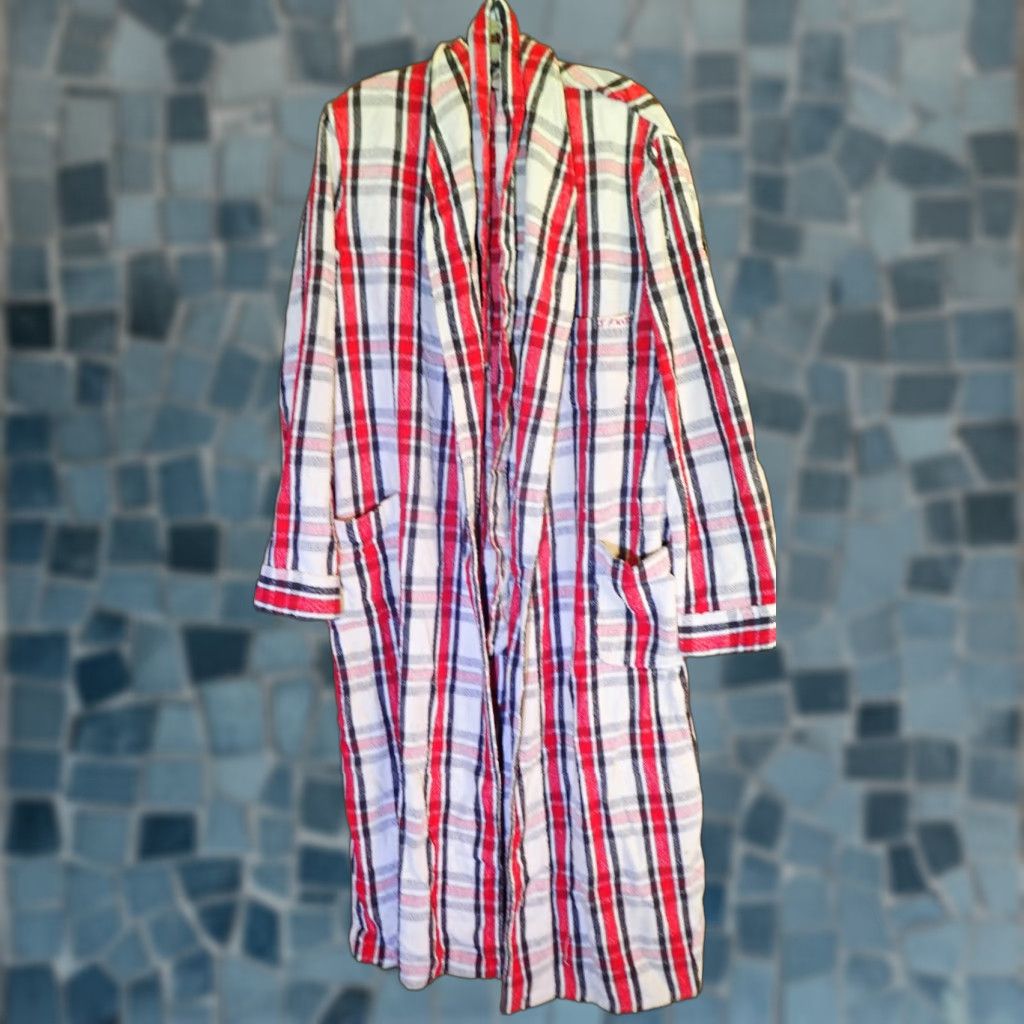 Vintage VINTAGE Pilgrim Sears Bath Robe Men’s Adult Large Plaid Belted Nubby Terry Cloth Fall Winter 50s 60s Size US L / EU 52-54 / 3 - 1 Thumbnail