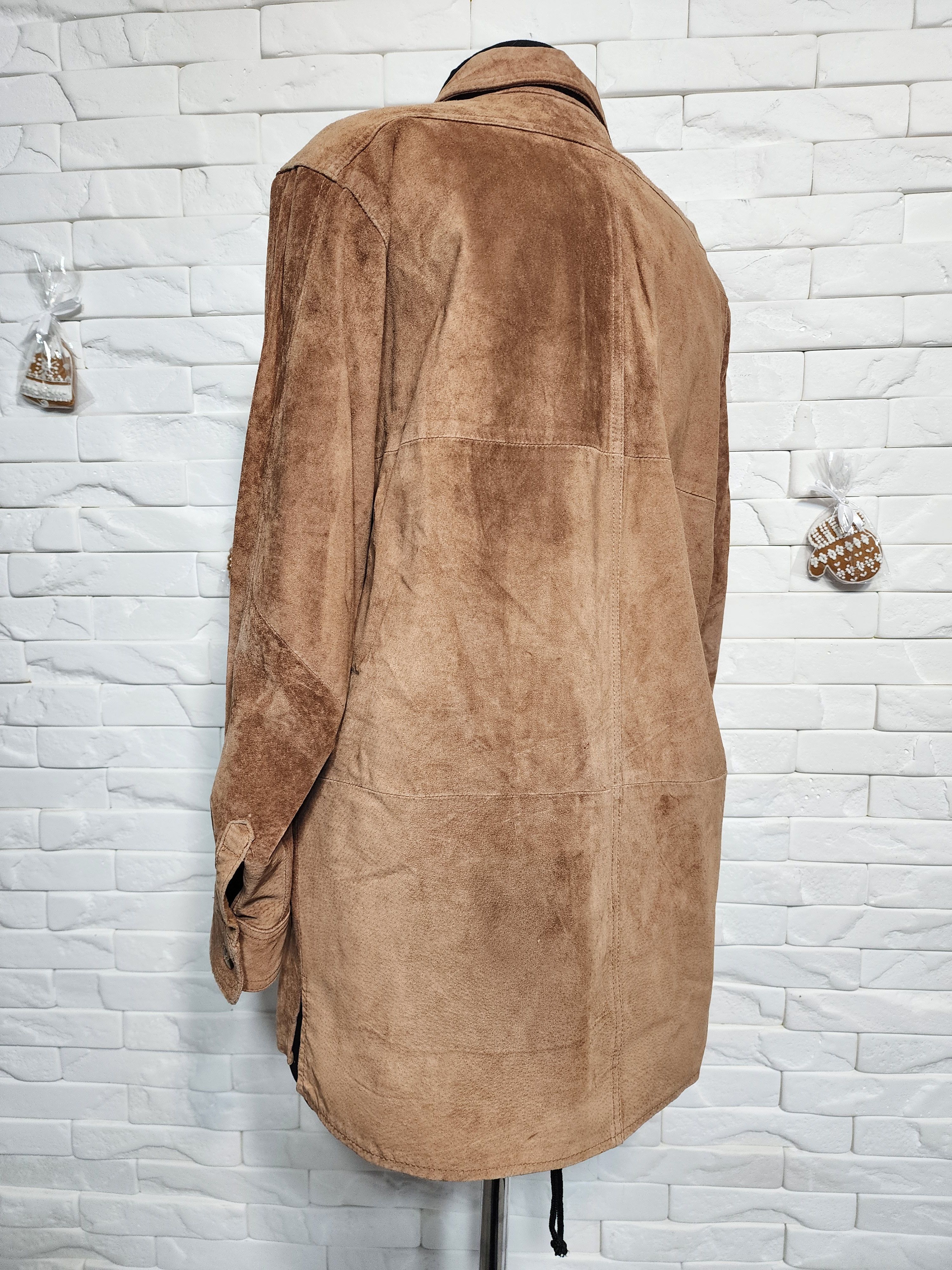 Genuine Leather Women's Suede Shirt: Brown Leather Simple Style Size XL / US 12-14 / IT 48-50 - 6 Thumbnail