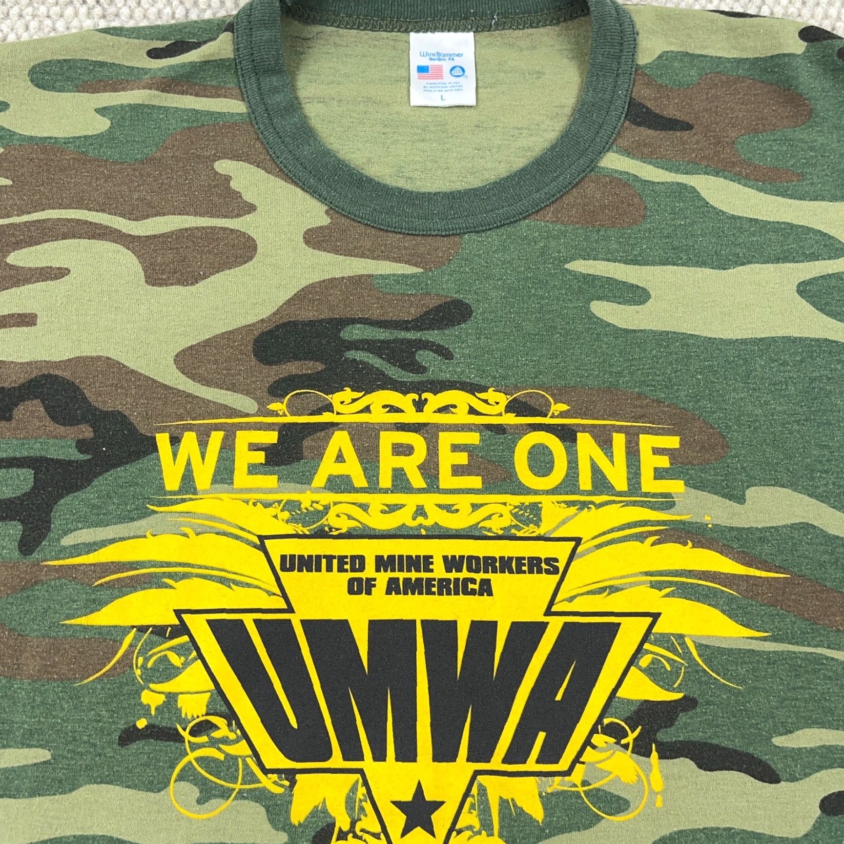 Vintage Vintage UMWA Shirt Men Large Green Camo Tee Made In USA United Mine Workers Y2K Size US L / EU 52-54 / 3 - 3 Thumbnail