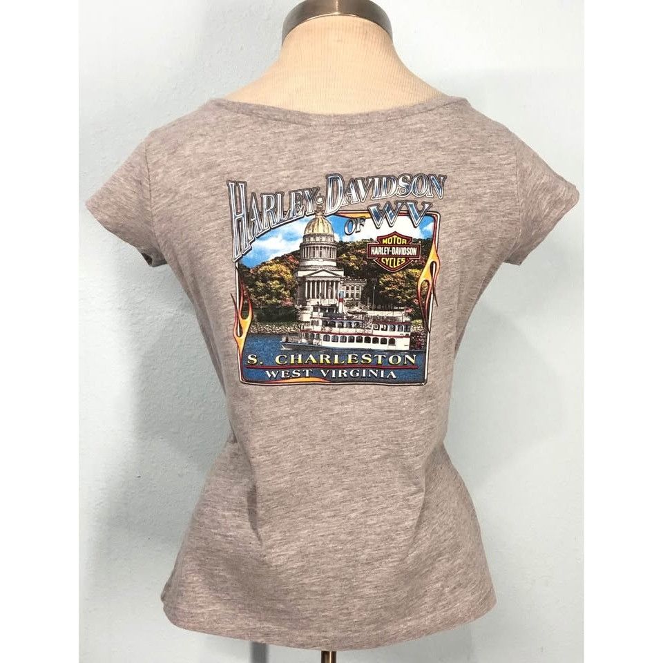 Harley Davidson × Vintage VTG 2005 Harley-Davidson T-shirt Medium Women S.CHARLESTÓN, Size M / US 6-8 / IT 42-44 - 1 Thumbnail