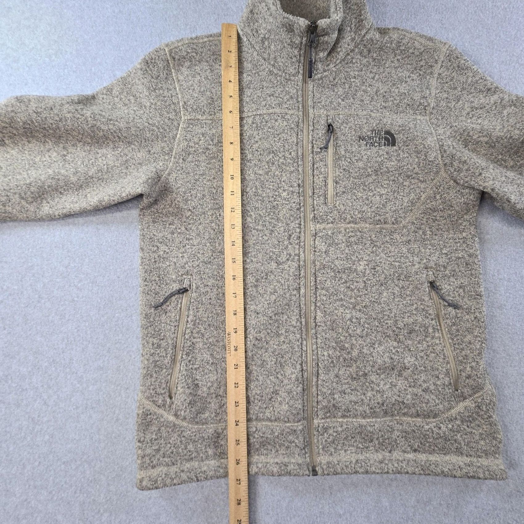 The North Face The North Face Jacket Mens S Beige Flecked Fleece Full Zip Lined Pockets Size US S / EU 44-46 / 1 - 3 Thumbnail