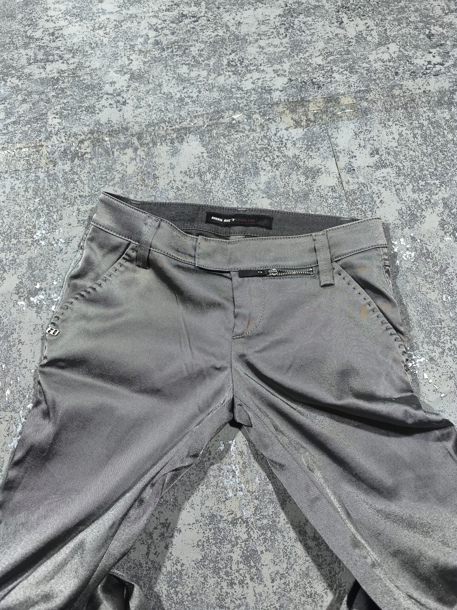 Miss Sixty VINTAGE MISS SIXTY METALLIC SILVER DISCO GRUNGE PANTS SKINNY Size 28" / US 6 / IT 42 - 3 Thumbnail
