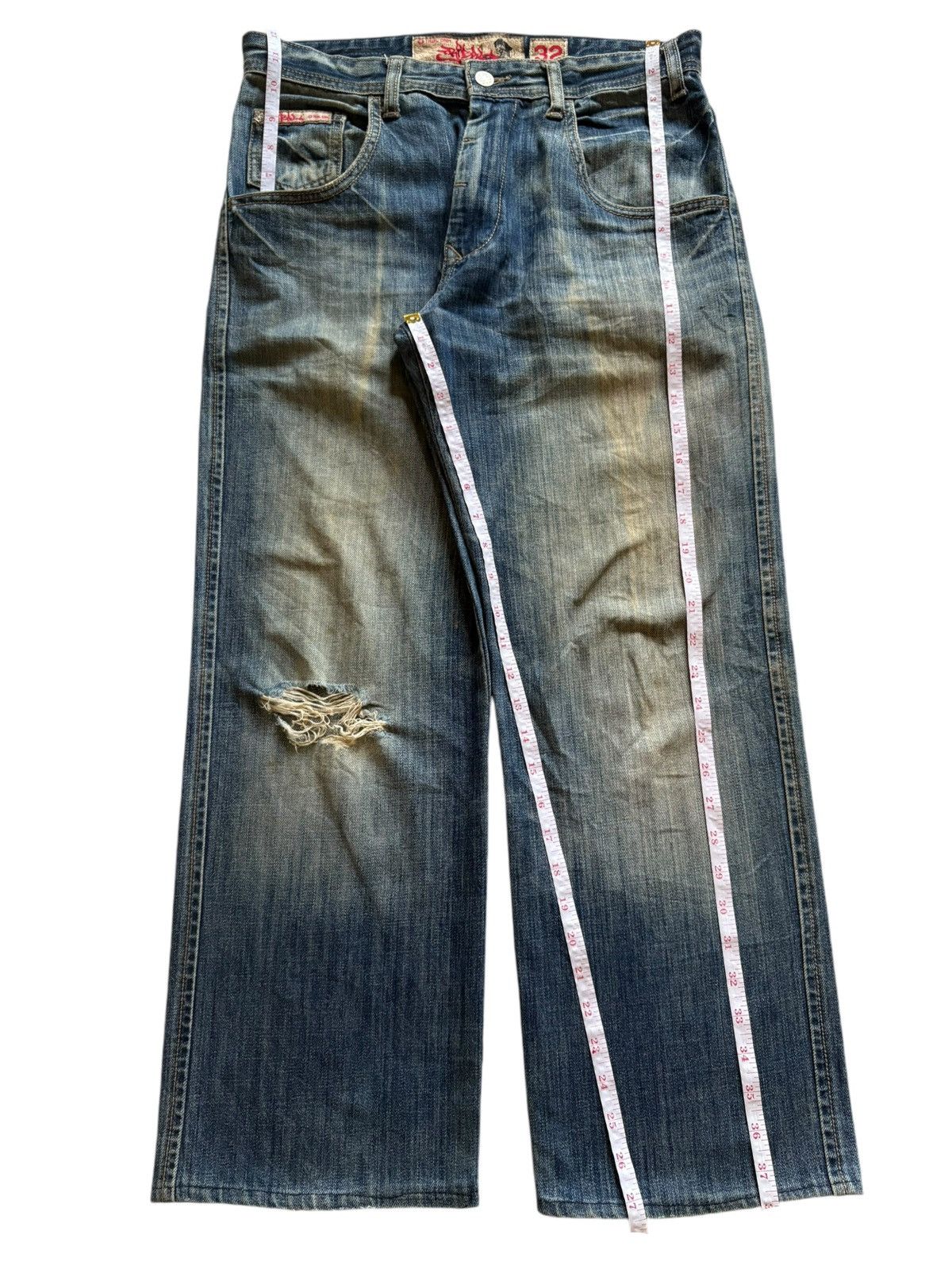 Tribal Streetwear Vintage Japanese Brand Tribal Mud Wash Distress Baggy Jeans Size US 32 / EU 48 - 13 Thumbnail