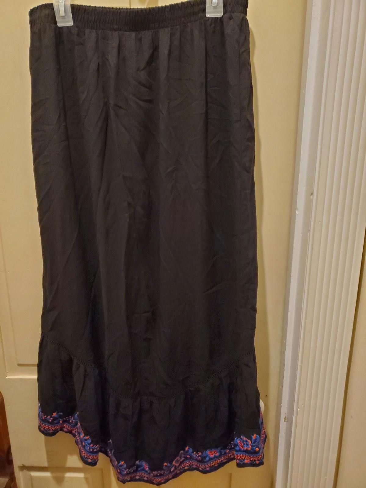 Designer Time&Tru Wns Blk Skirt L Boho Peasant hippie Embroidered Size 36" / US 14 / IT 50 - 4 Thumbnail