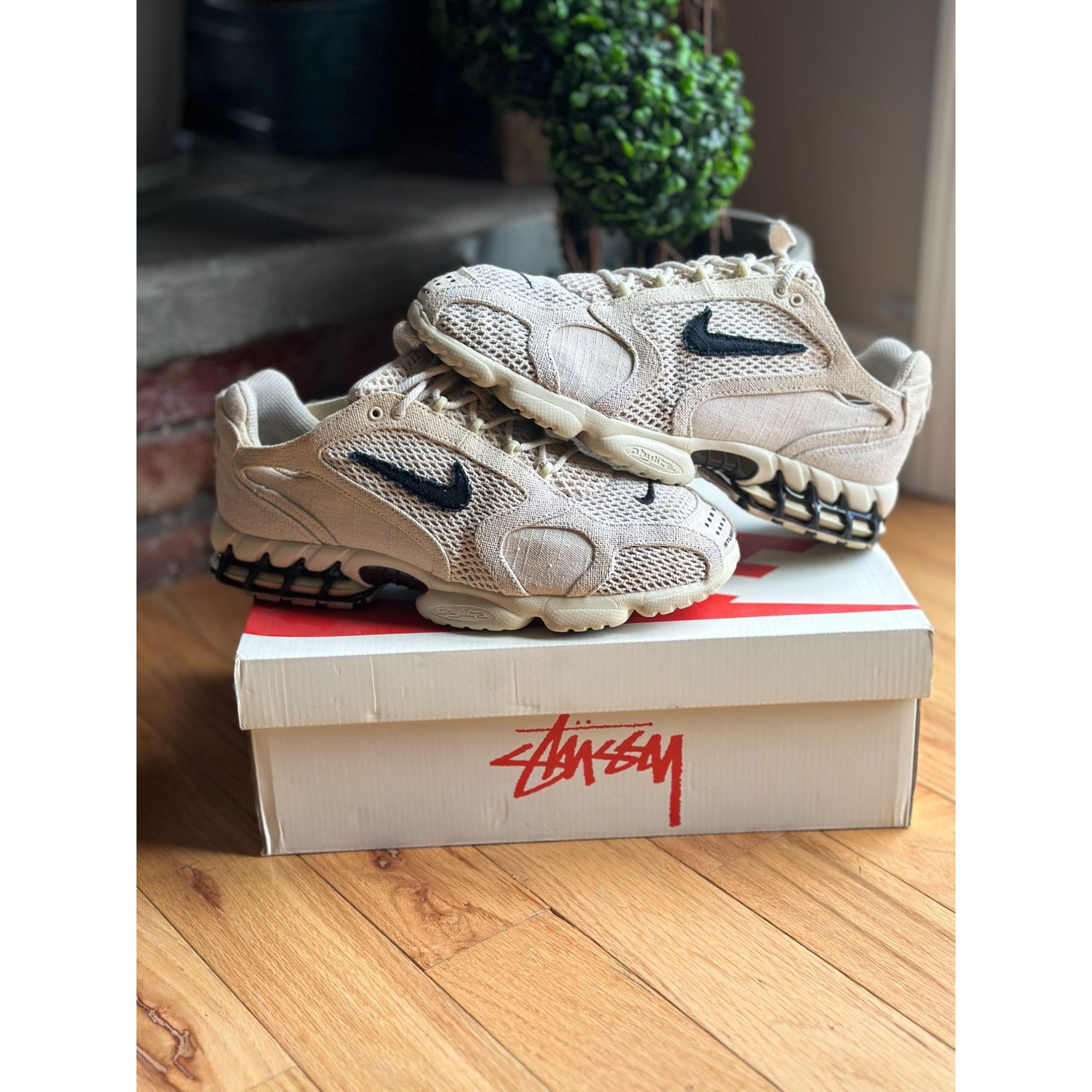 Nike NIKE STUSSY X AIR ZOOM SPIRIDON CAGED 2 'FOSSIL' LIMITED SOL Size US 12 / EU 45 - 2 Thumbnail