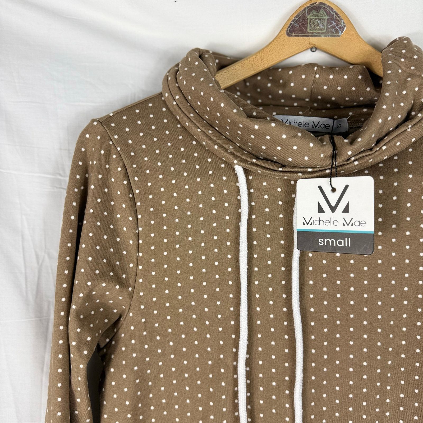 Other NWT Michelle Mae Polka Dot Sweater Brown Sm Cowl Neck Pocket Size S / US 4 / IT 40 - 2 Thumbnail