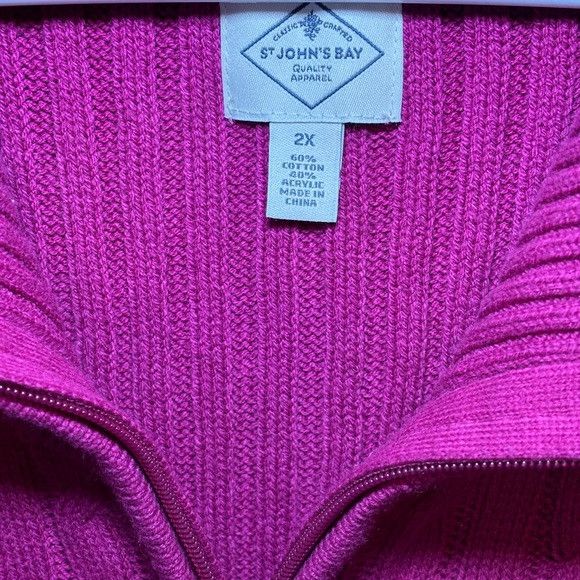 St. Johns Bay St John’s Bay Women Sweater Size 2XL Hot Pink Knit Collared Size XXL / US 16-18 / IT 52-54 - 9 Thumbnail
