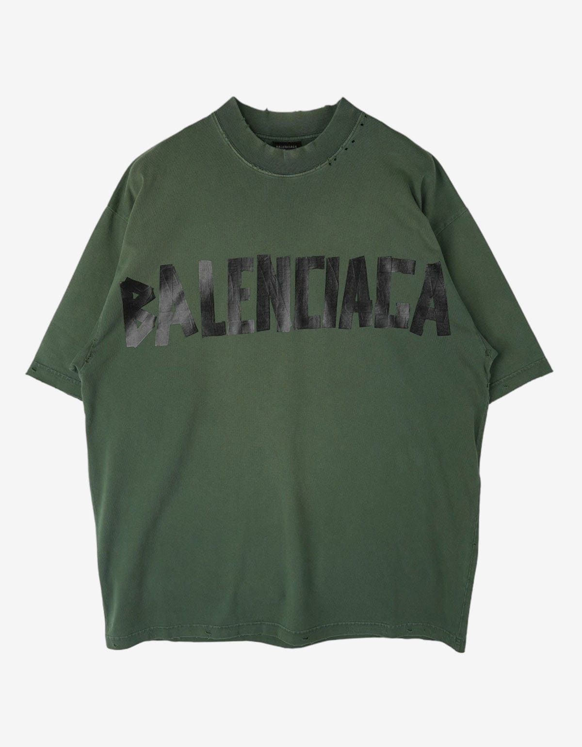 Image of Balenciaga Green Tape Type Medium T-Shirt, Men's (Size XS)