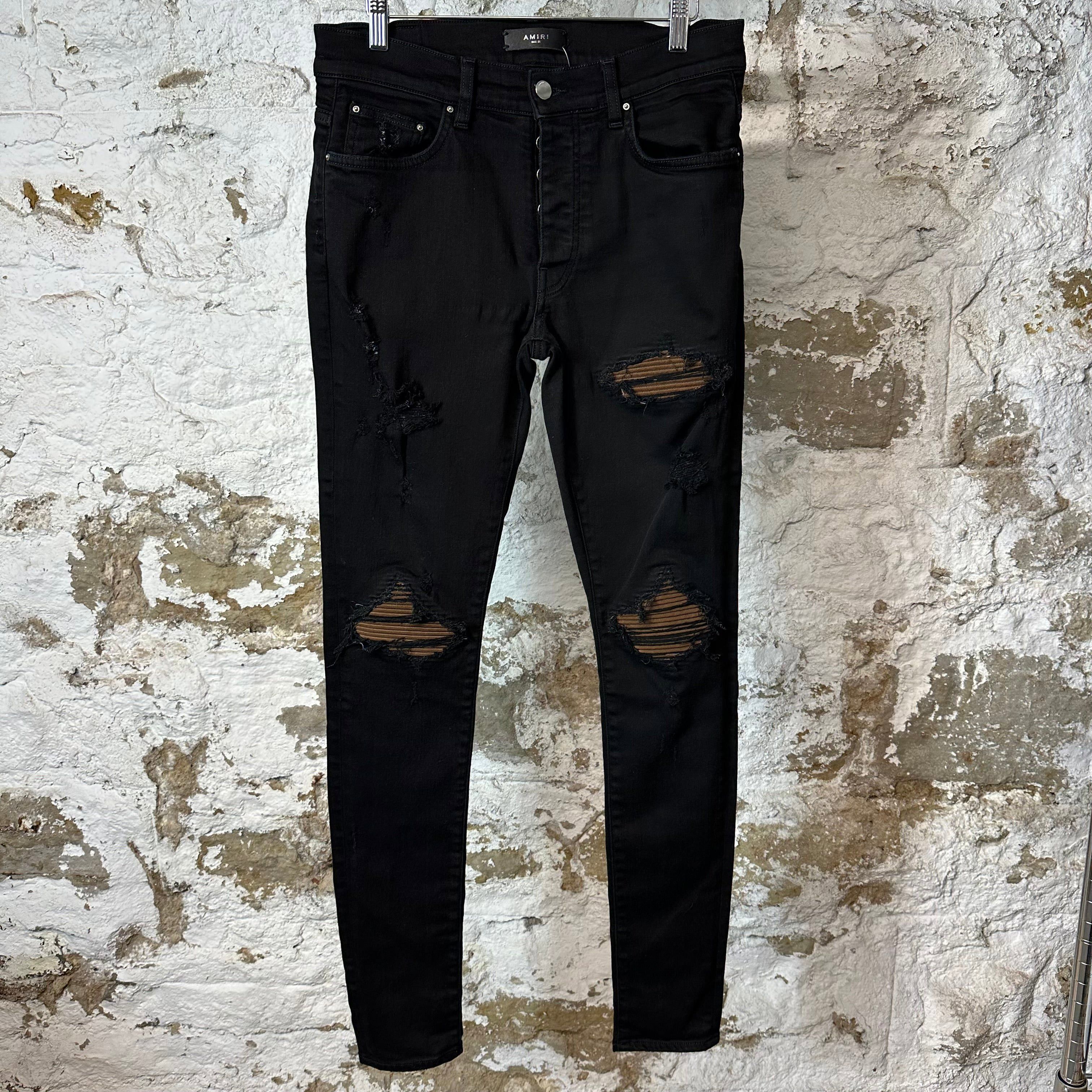 Amiri Amiri MX1 White Leather White Denim Jeans Size 31 NEW | Grailed